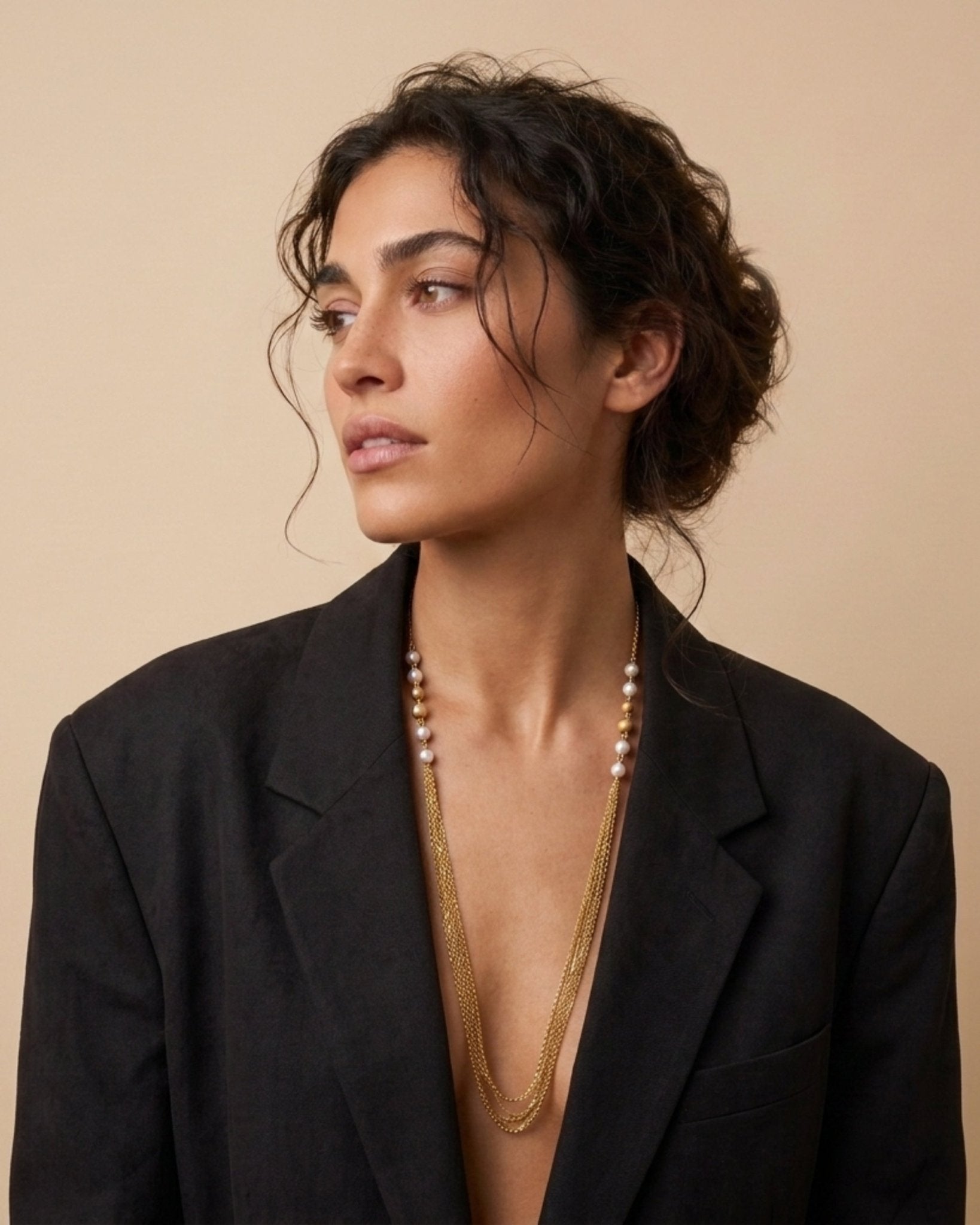 LINNEA Waterproof 18K Gold Plated Long Necklace - Sanded Stainless Steel - DANSK Copenhagen