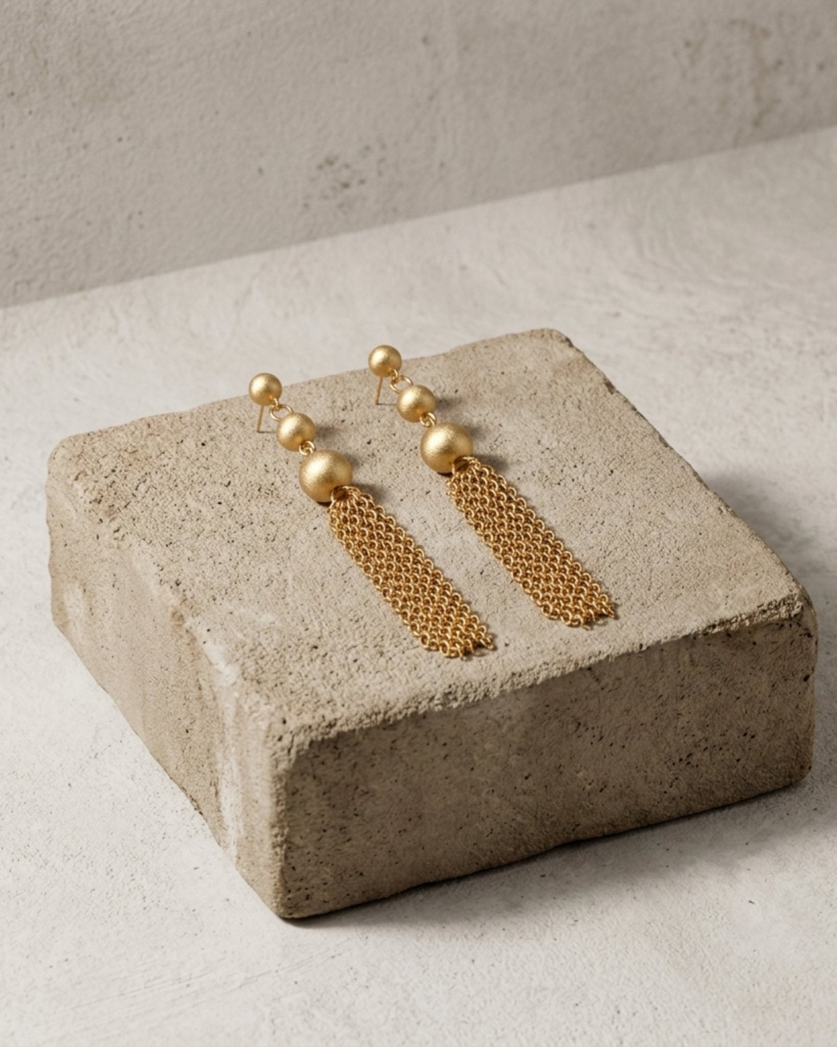 LINNEA Waterproof 18K Gold Plated Statement Earrings - Sanded Stainless Steel - DANSK Copenhagen