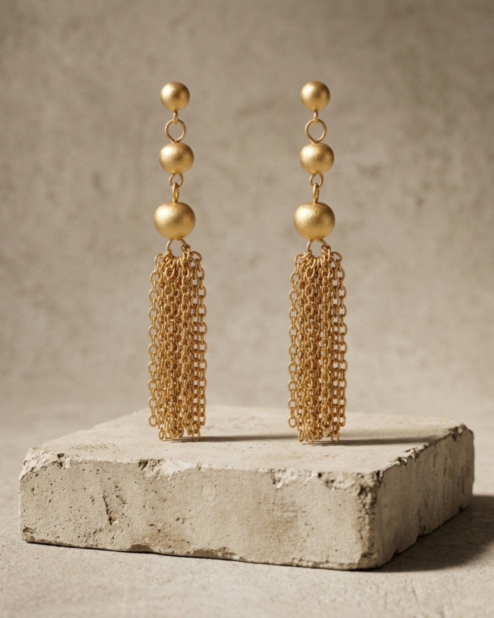 LINNEA Waterproof 18K Gold Plated Statement Earrings - Sanded Stainless Steel - DANSK Copenhagen
