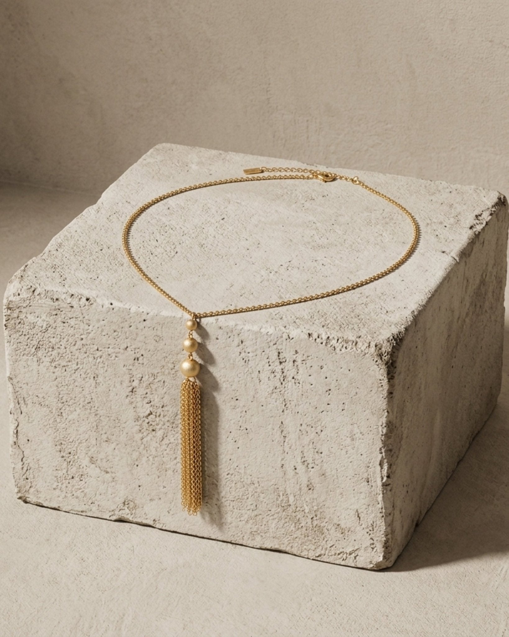 LINNEA Waterproof 18K Gold Plated Y Necklace - Sanded Stainless Steel - DANSK Copenhagen