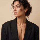 LINNEA Waterproof 18K Gold Plated Y Necklace - Sanded Stainless Steel - DANSK Copenhagen