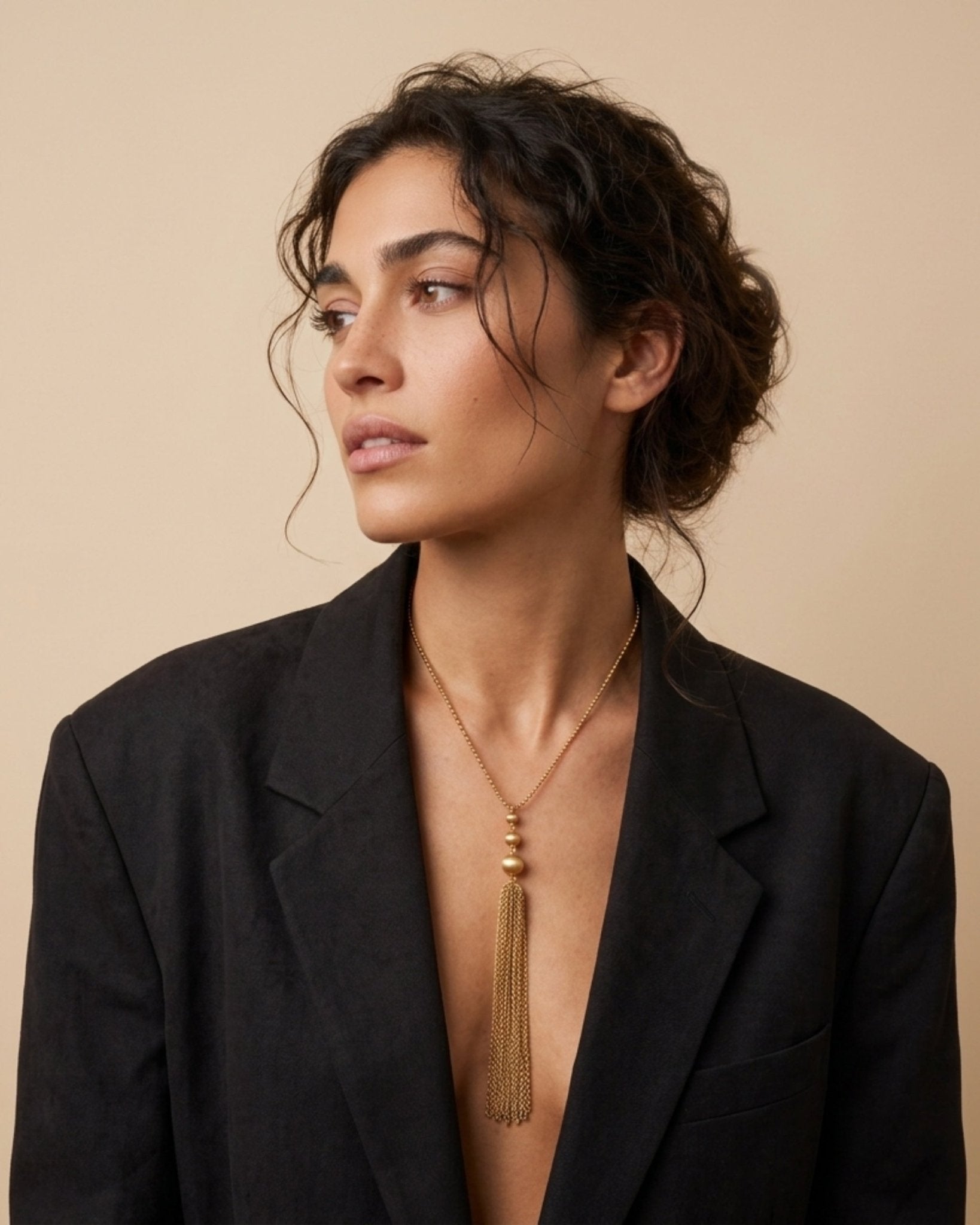 LINNEA Waterproof 18K Gold Plated Y Necklace - Sanded Stainless Steel - DANSK Copenhagen