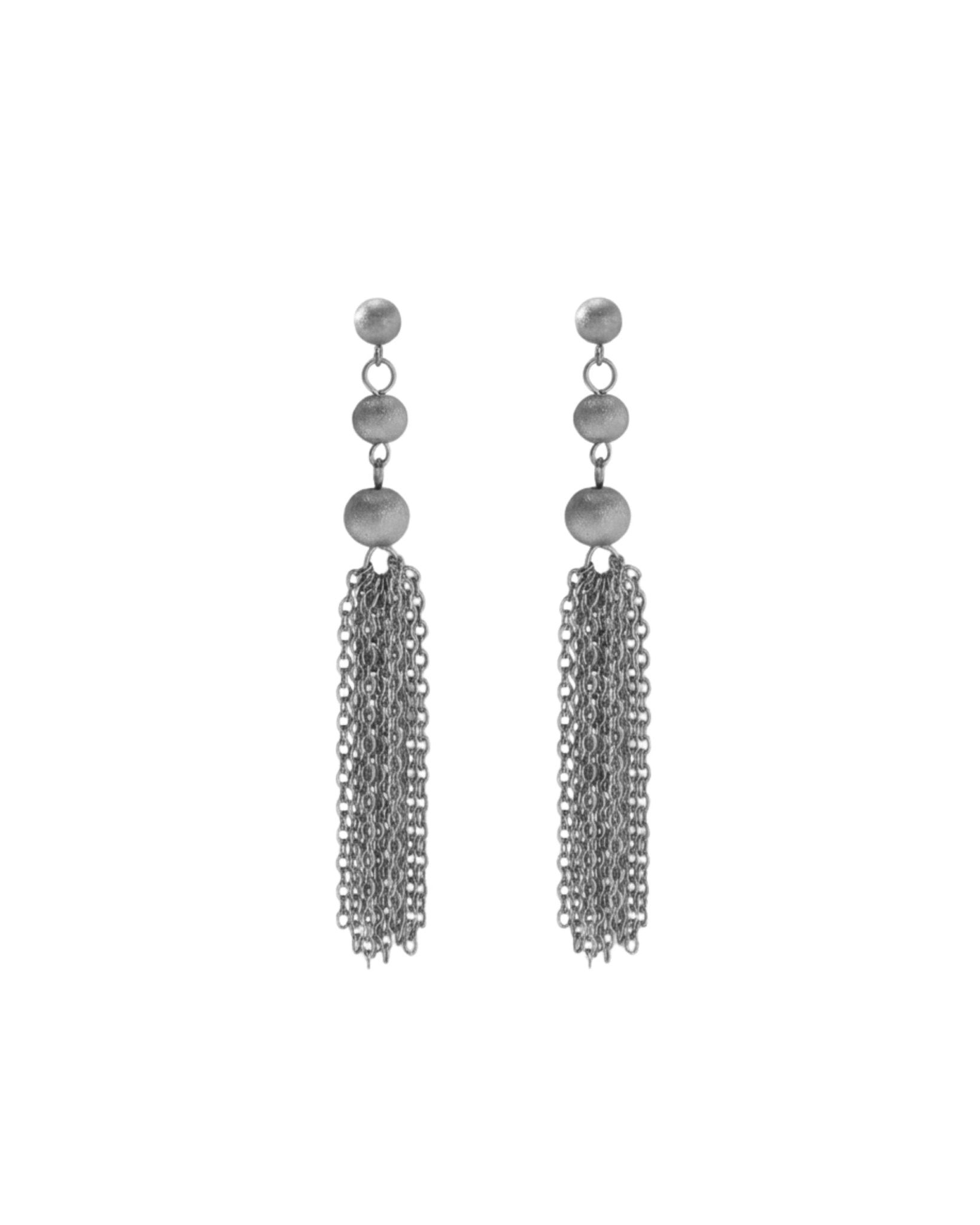 LINNEA Waterproof Silver Stainless Steel Statement Earrings - Sanded Finish - DANSK Copenhagen