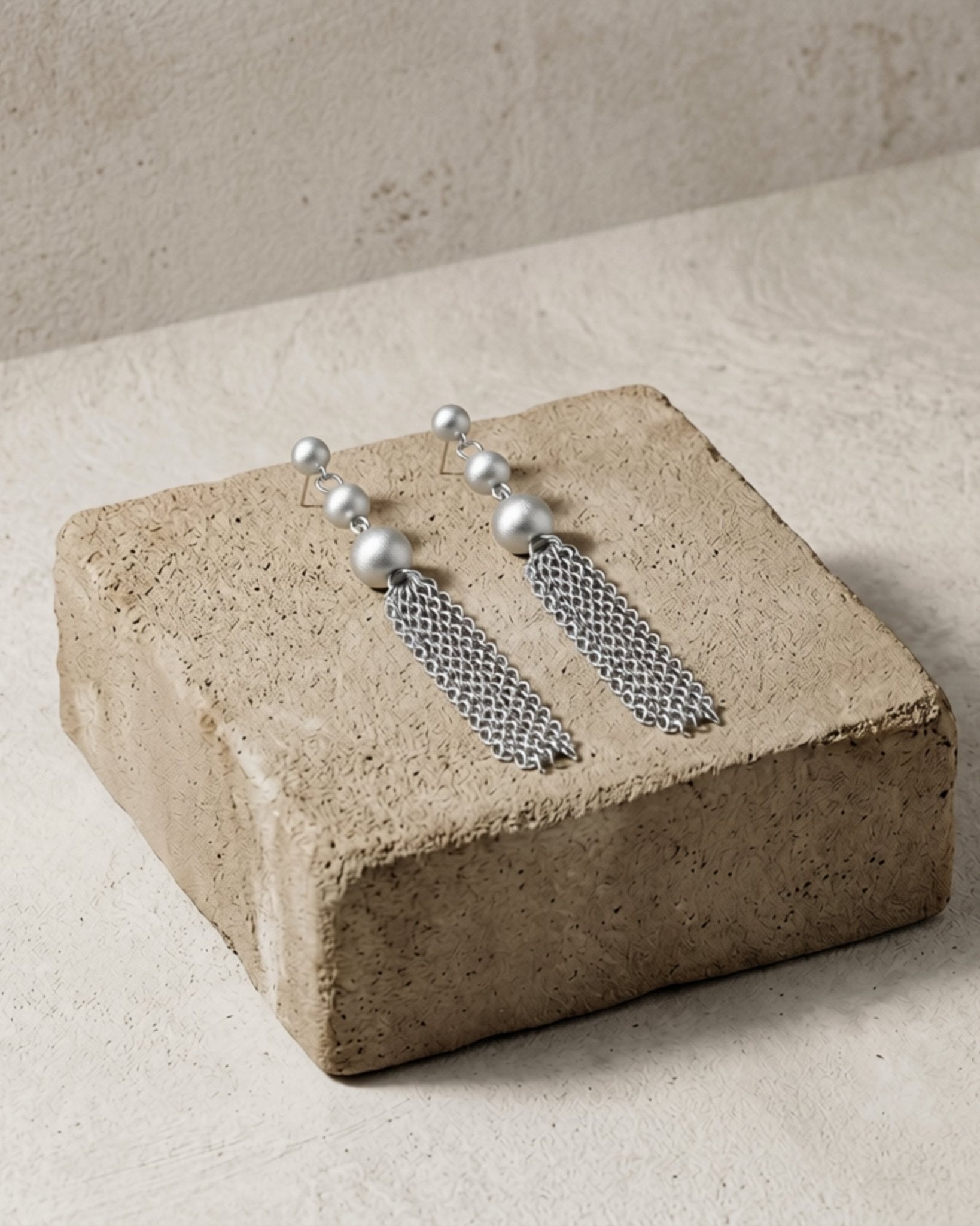 LINNEA Waterproof Silver Stainless Steel Statement Earrings - Sanded Finish - DANSK Copenhagen