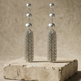 LINNEA Waterproof Silver Stainless Steel Statement Earrings - Sanded Finish - DANSK Copenhagen