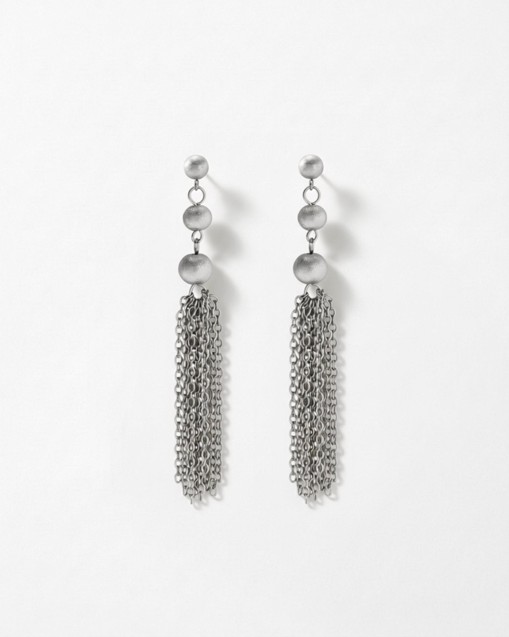 LINNEA Waterproof Silver Stainless Steel Statement Earrings - Sanded Finish - DANSK Copenhagen