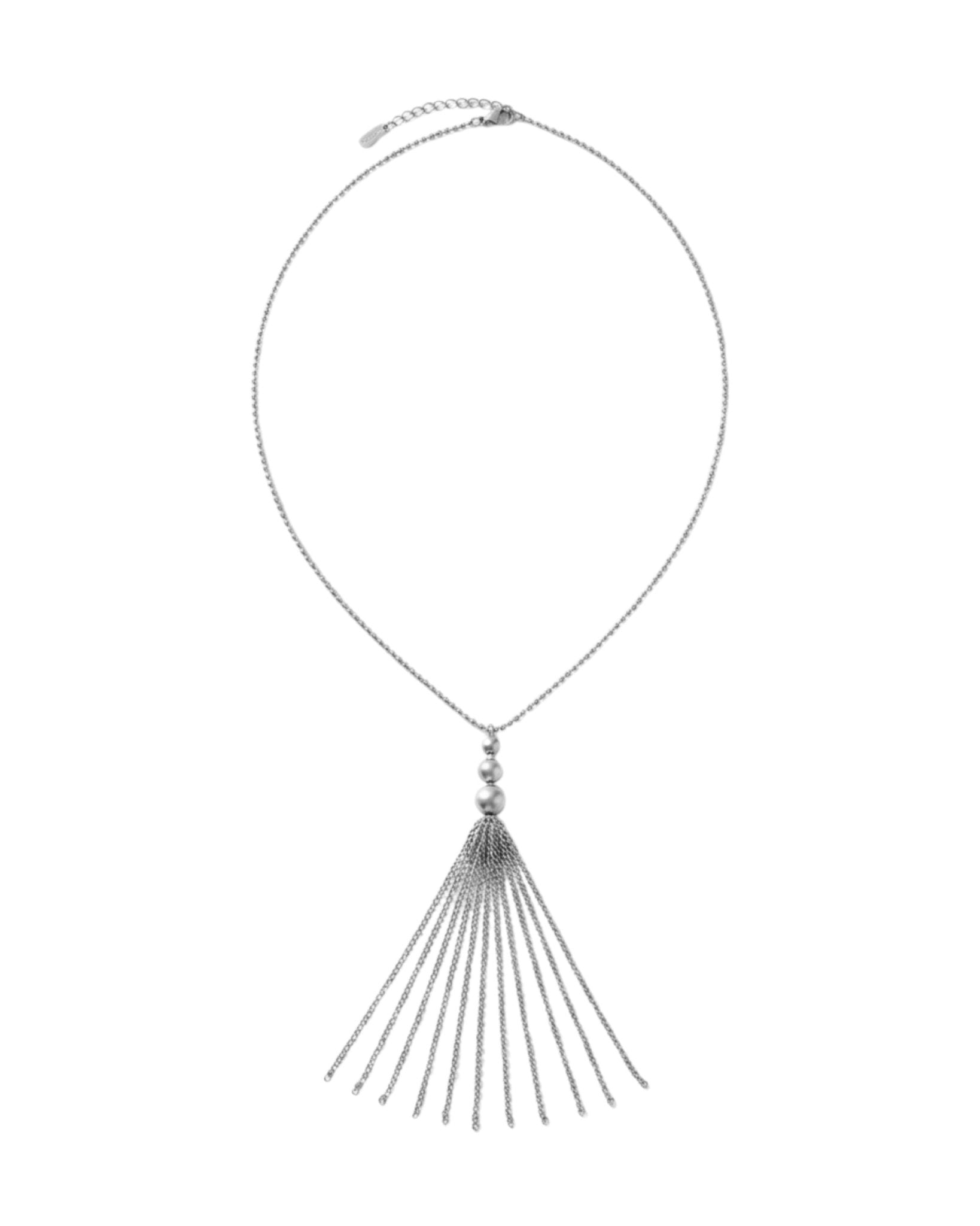 LINNEA Waterproof Silver Stainless Steel Y Necklace - Sanded Finish - DANSK Copenhagen