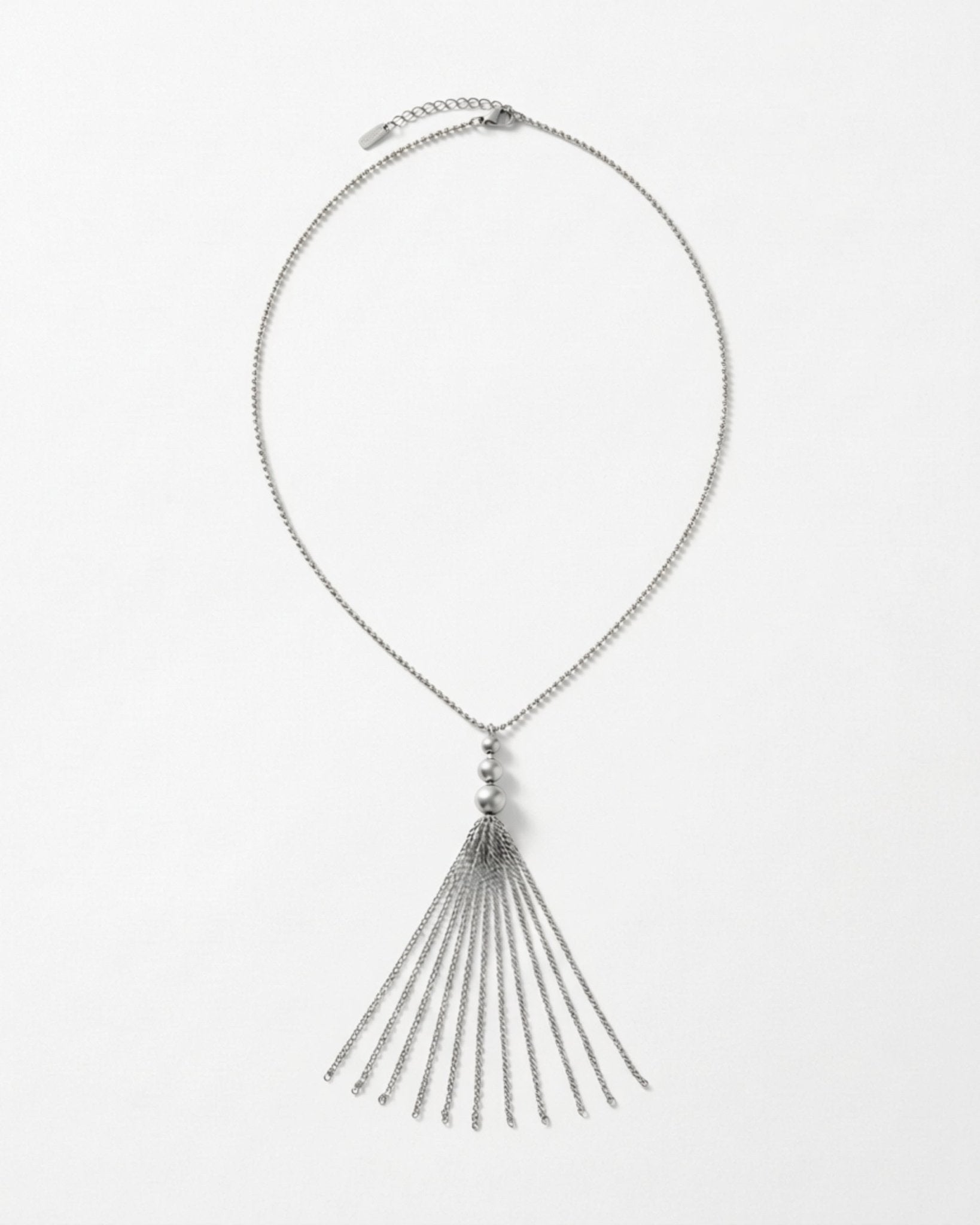 LINNEA Waterproof Silver Stainless Steel Y Necklace - Sanded Finish - DANSK Copenhagen