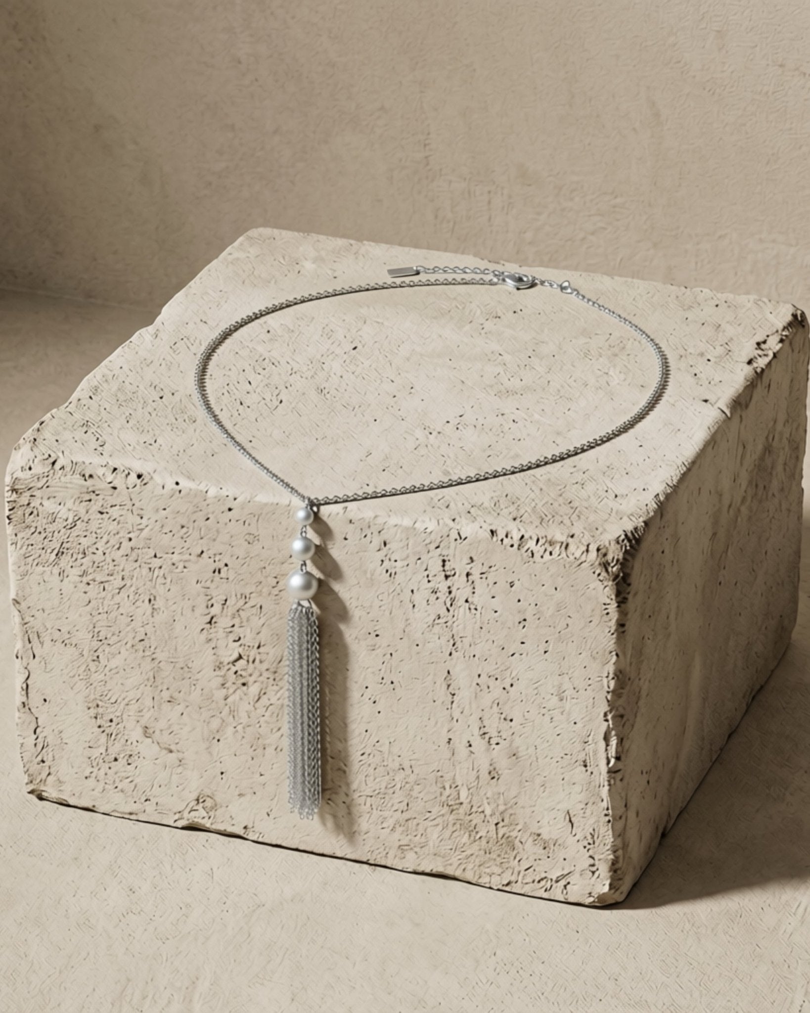 LINNEA Waterproof Silver Stainless Steel Y Necklace - Sanded Finish - DANSK Copenhagen