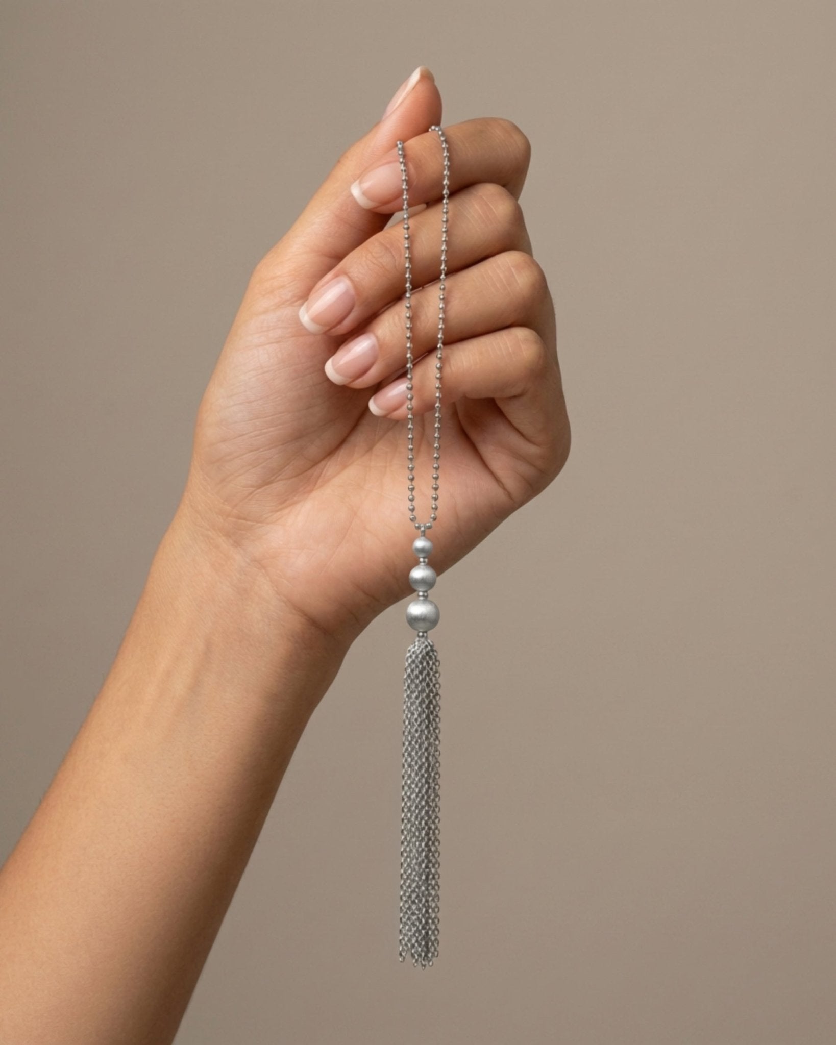 LINNEA Waterproof Silver Stainless Steel Y Necklace - Sanded Finish - DANSK Copenhagen