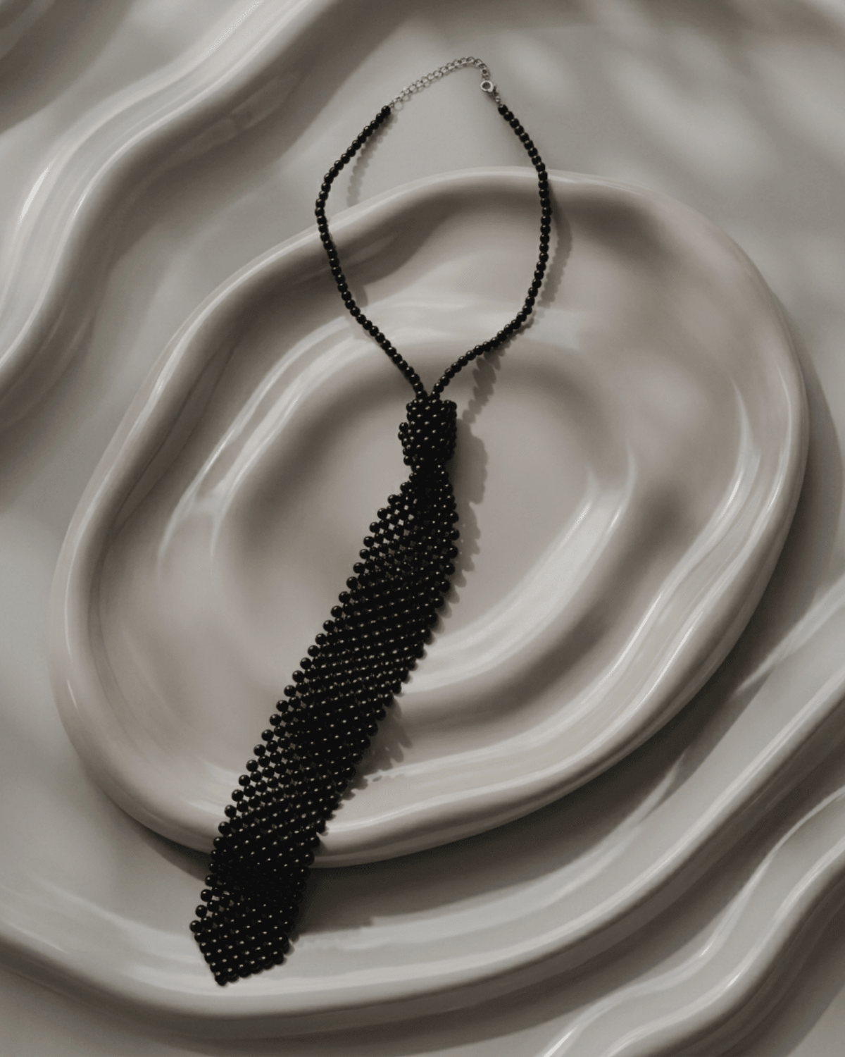 Lisa Neck Tie Black Pearls Adjustable -DNSK Copenhagen
