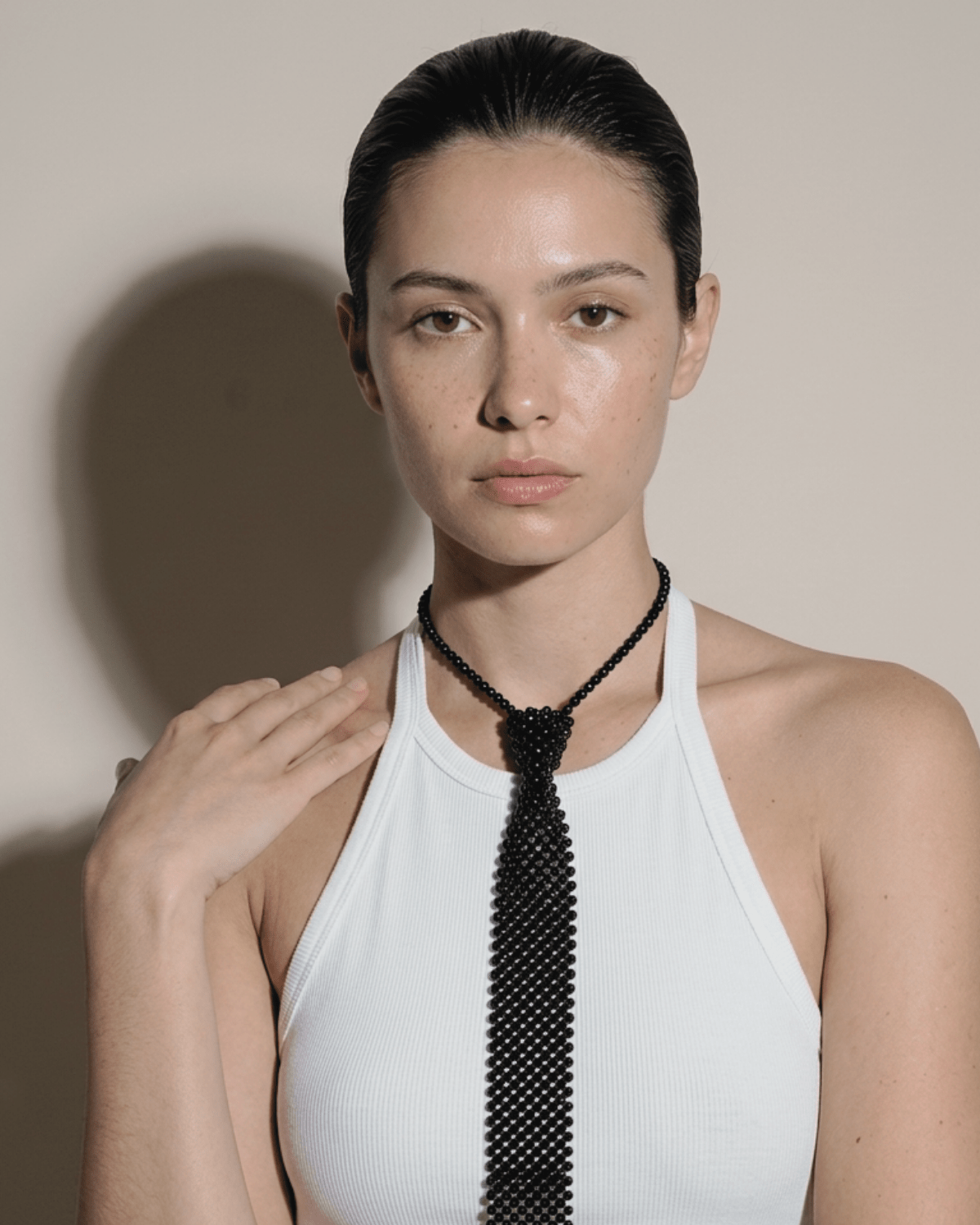 Lisa Neck Tie Black Pearls Adjustable -DNSK Copenhagen