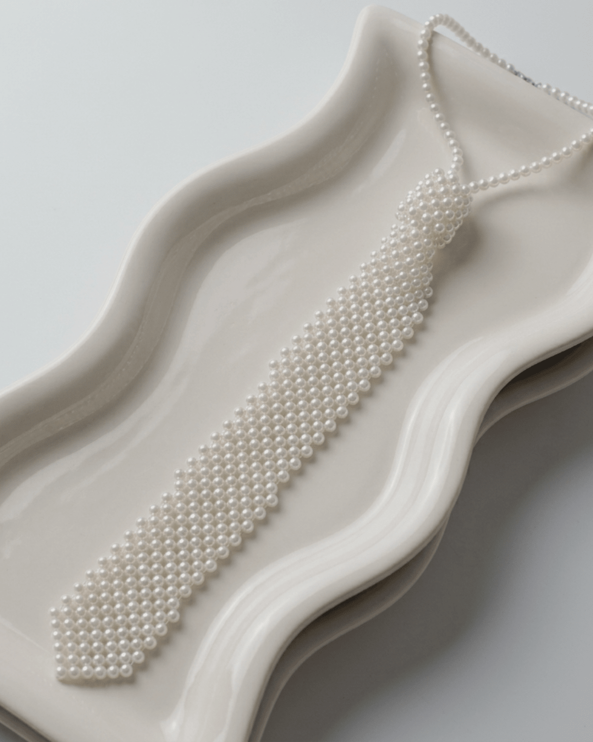 Lisa Neck Tie Cream Pearls Adjustable -DNSK Copenhagen