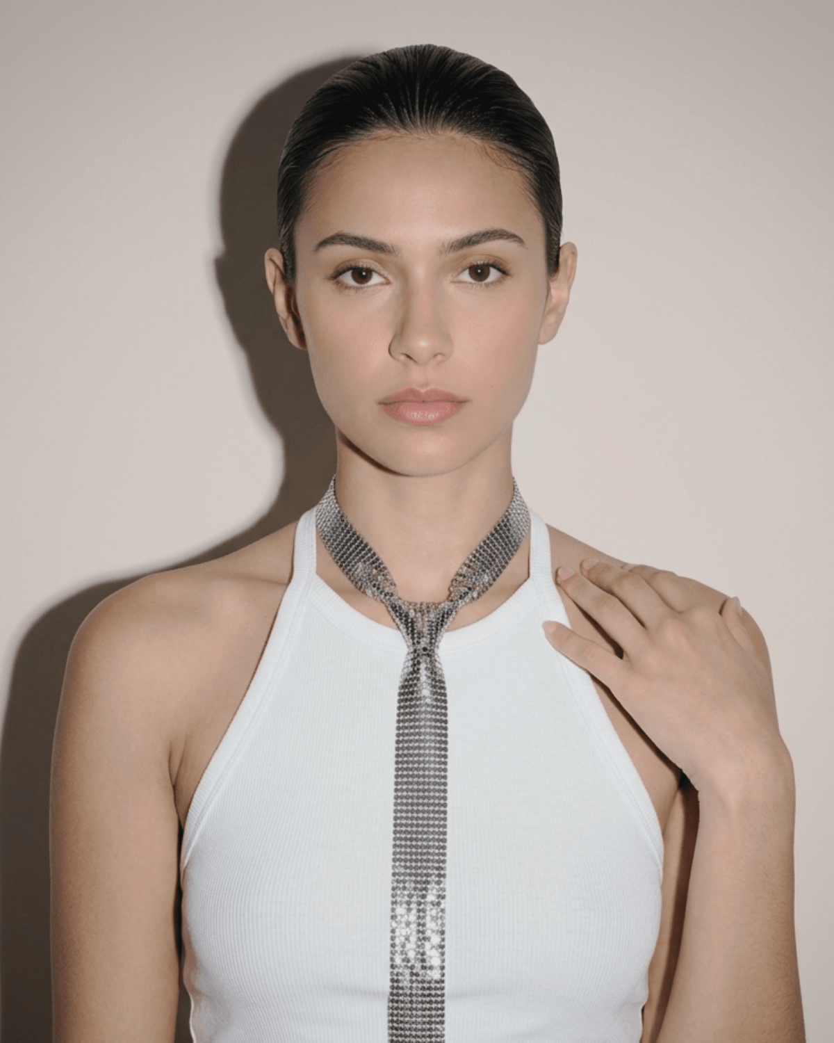 Lisa Neck Tie Matte Silver Plating Adjustable -DNSK Copenhagen