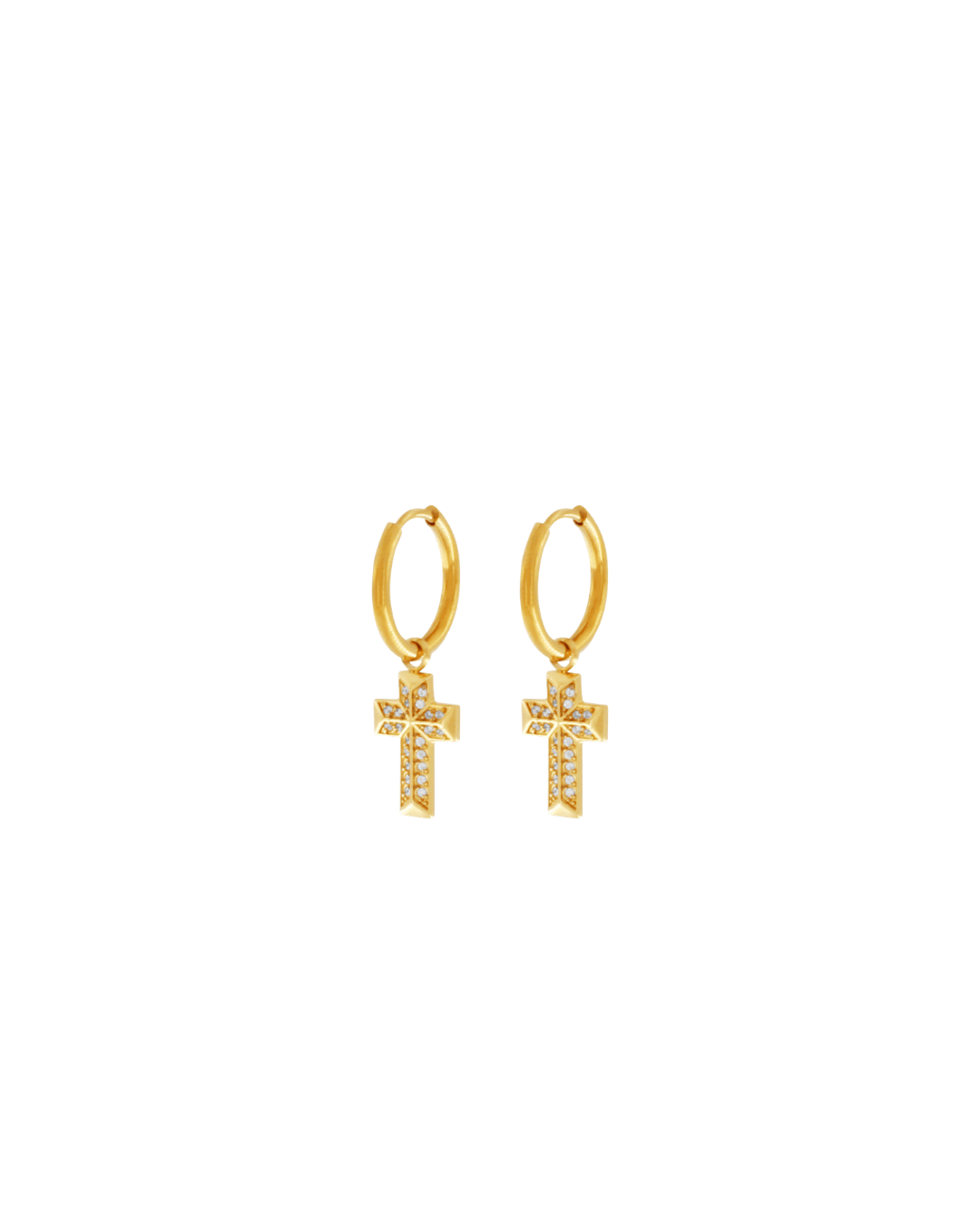Love Waterproof Clear Multi CZ Cross Huggie Earring Gold Plating - DANSK Copenhagen