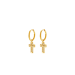 Love Waterproof Clear Multi CZ Cross Huggie Earring Gold Plating - DANSK Copenhagen