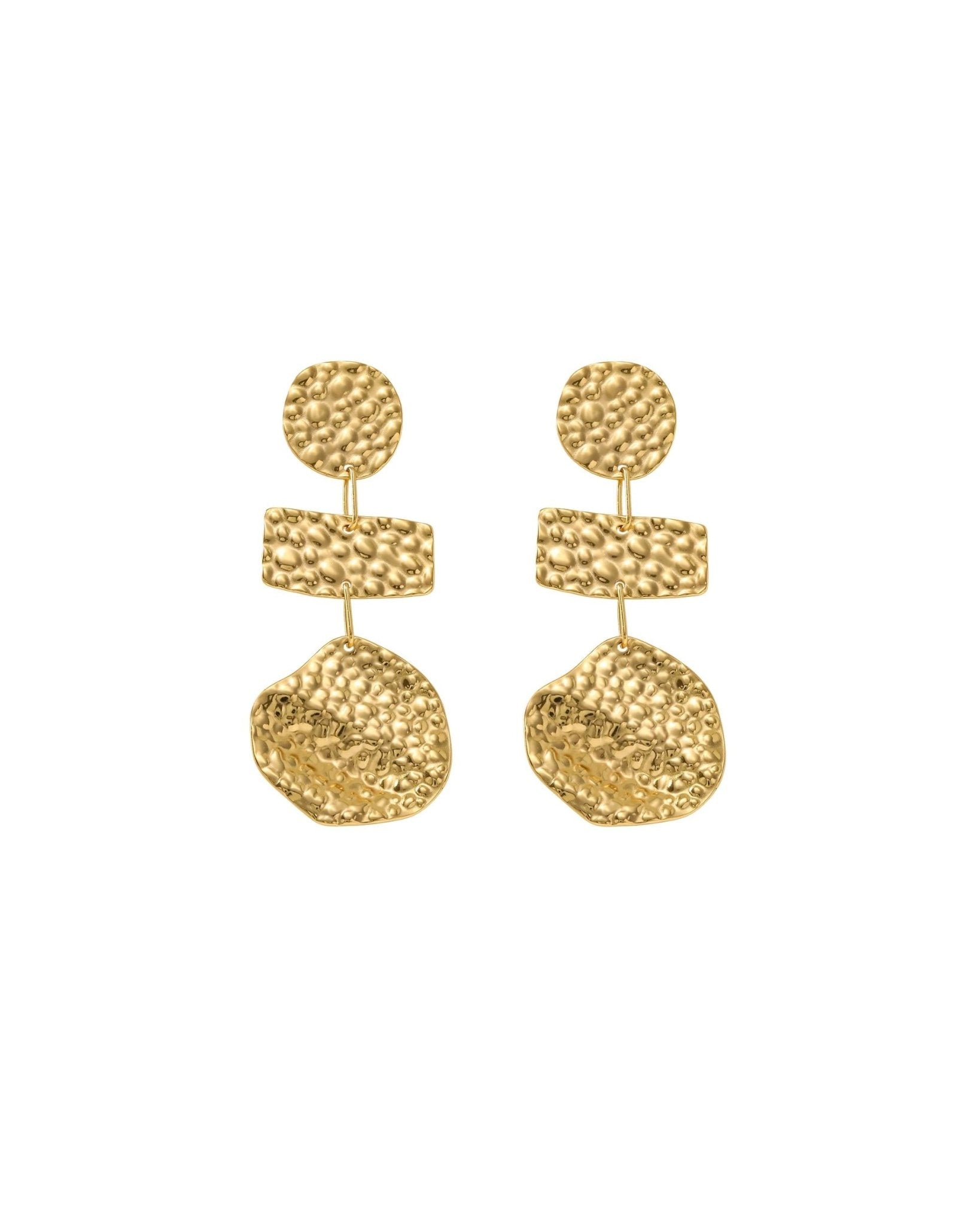 MARIN Waterproof 18K Gold Plated Statement Earrings – Hammered Stainless Steel - DANSK Copenhagen