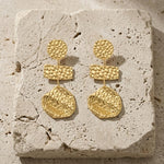 MARIN Waterproof 18K Gold Plated Statement Earrings – Hammered Stainless Steel - DANSK Copenhagen