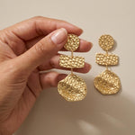 MARIN Waterproof 18K Gold Plated Statement Earrings – Hammered Stainless Steel - DANSK Copenhagen