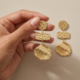 MARIN Waterproof 18K Gold Plated Statement Earrings – Hammered Stainless Steel - DANSK Copenhagen