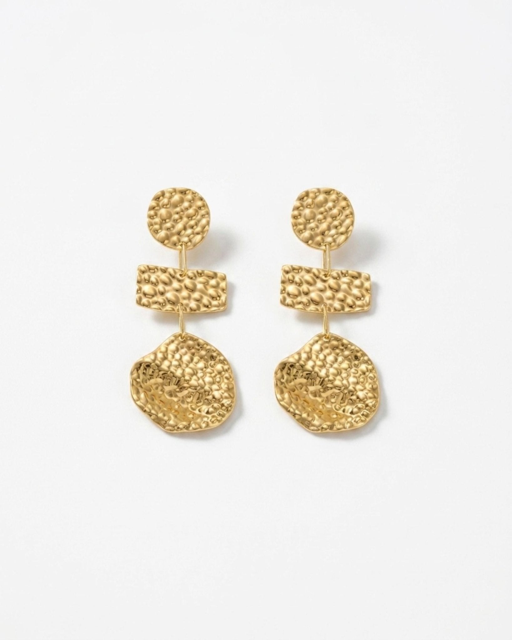 MARIN Waterproof 18K Gold Plated Statement Earrings – Hammered Stainless Steel - DANSK Copenhagen