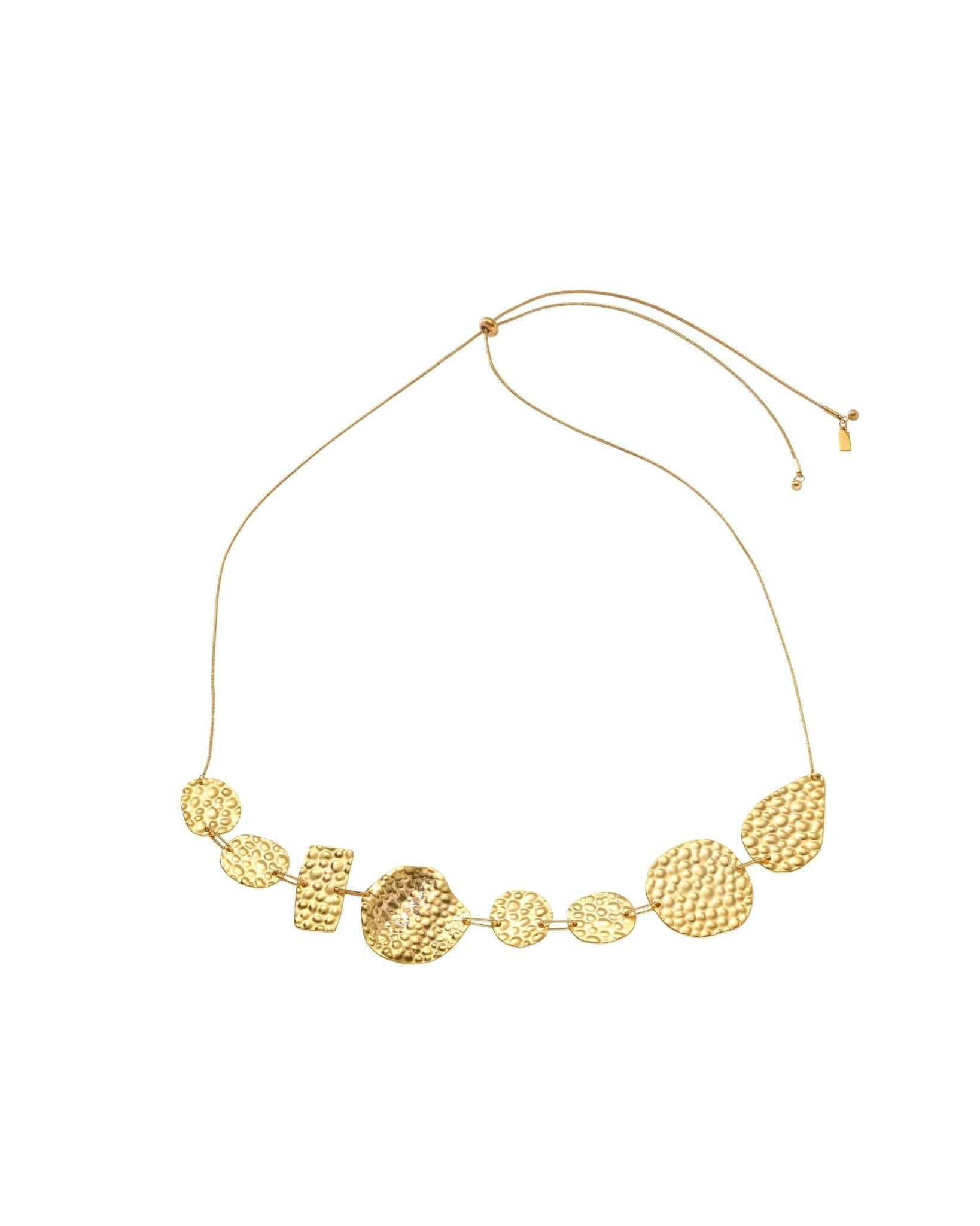 MARIN Waterproof 18K Gold Plated Statement Necklace – Adjustable Chain & Hammered Stainless Steel - DANSK Copenhagen