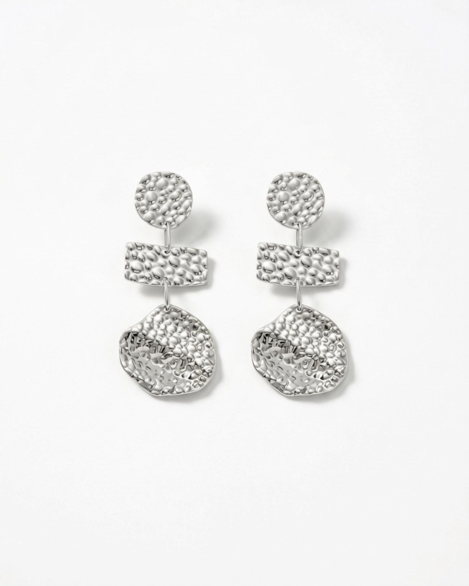 MARIN Waterproof Silver Stainless Steel Statement Earrings – Hammered Finish - DANSK Copenhagen
