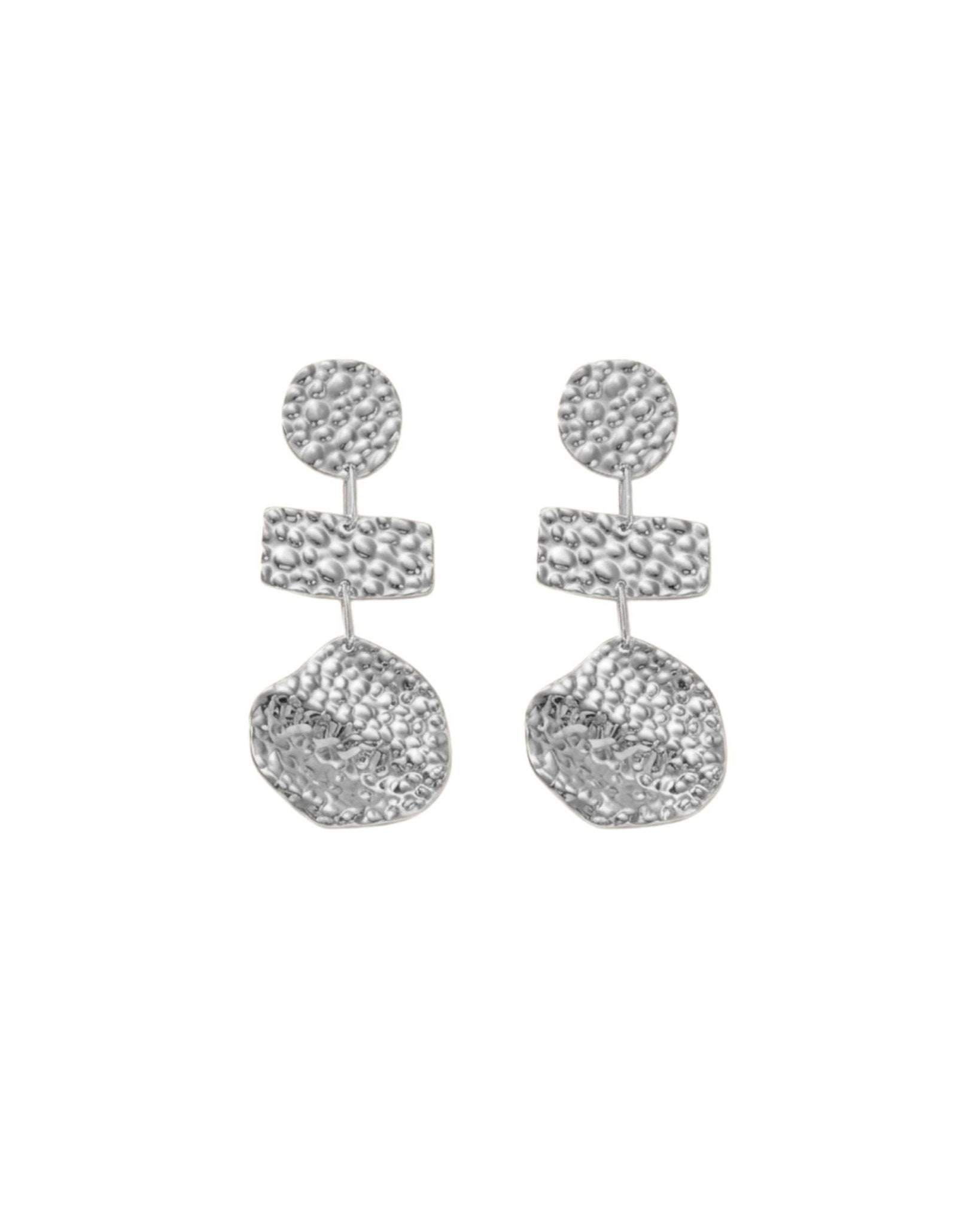MARIN Waterproof Silver Stainless Steel Statement Earrings – Hammered Finish - DANSK Copenhagen