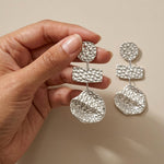 MARIN Waterproof Silver Stainless Steel Statement Earrings – Hammered Finish - DANSK Copenhagen