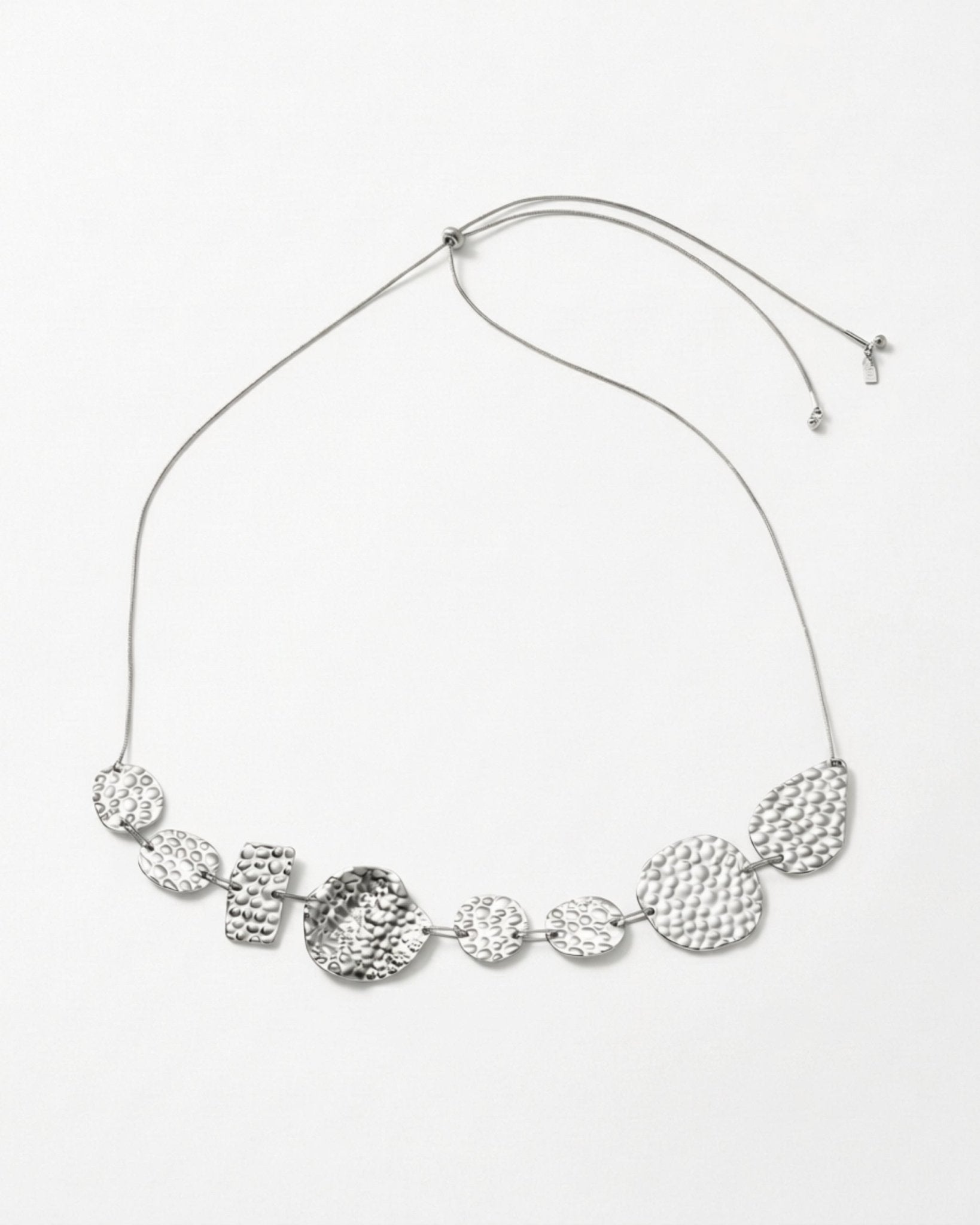 MARIN Waterproof Silver Stainless Steel Statement Necklace – Adjustable Chain & Hammered Finish - DANSK Copenhagen