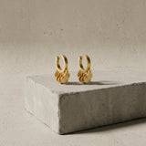 NORA Waterproof 18K Gold Plated Huggies – Brushed Stainless Steel - DANSK Copenhagen