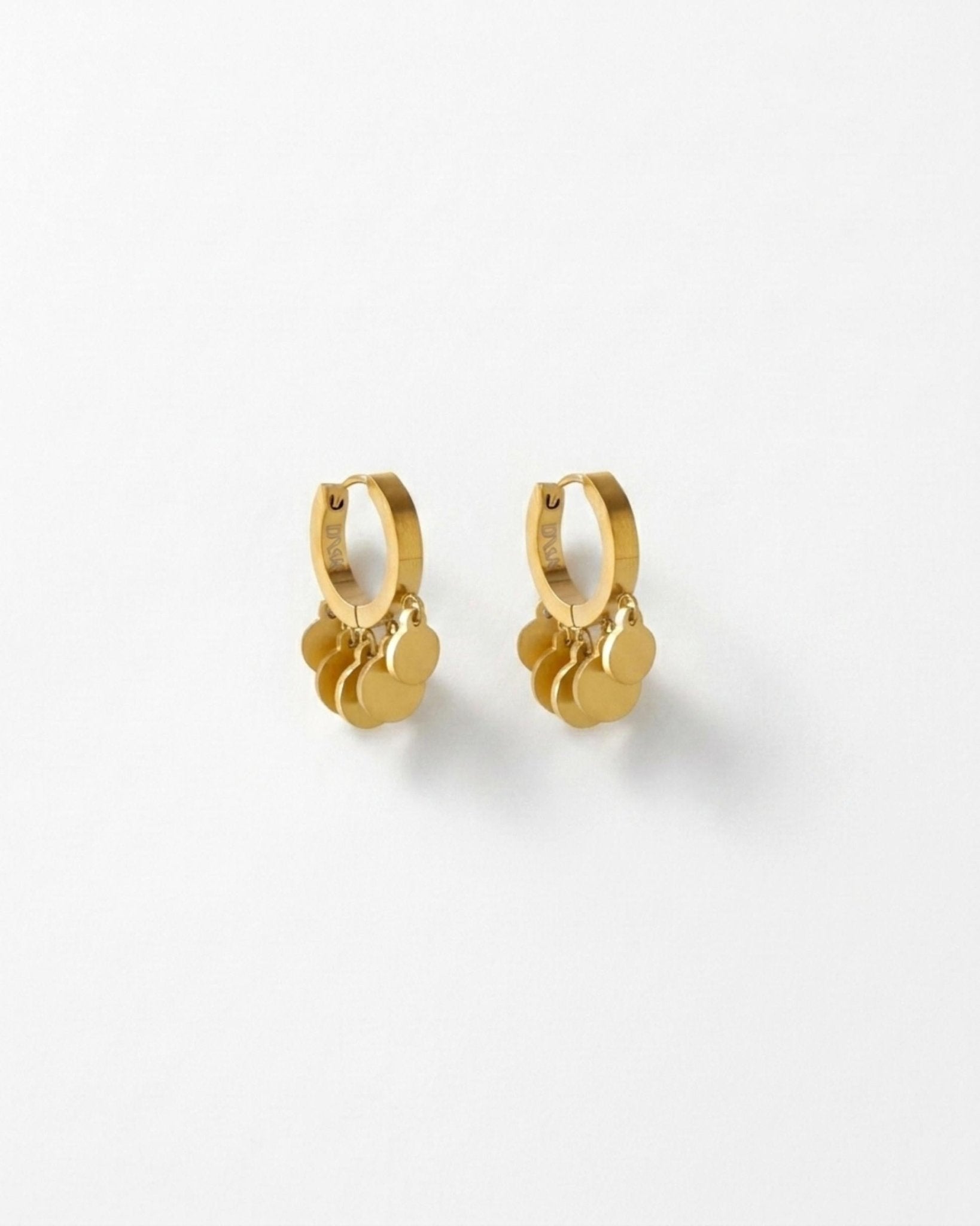 NORA Waterproof 18K Gold Plated Huggies – Brushed Stainless Steel - DANSK Copenhagen
