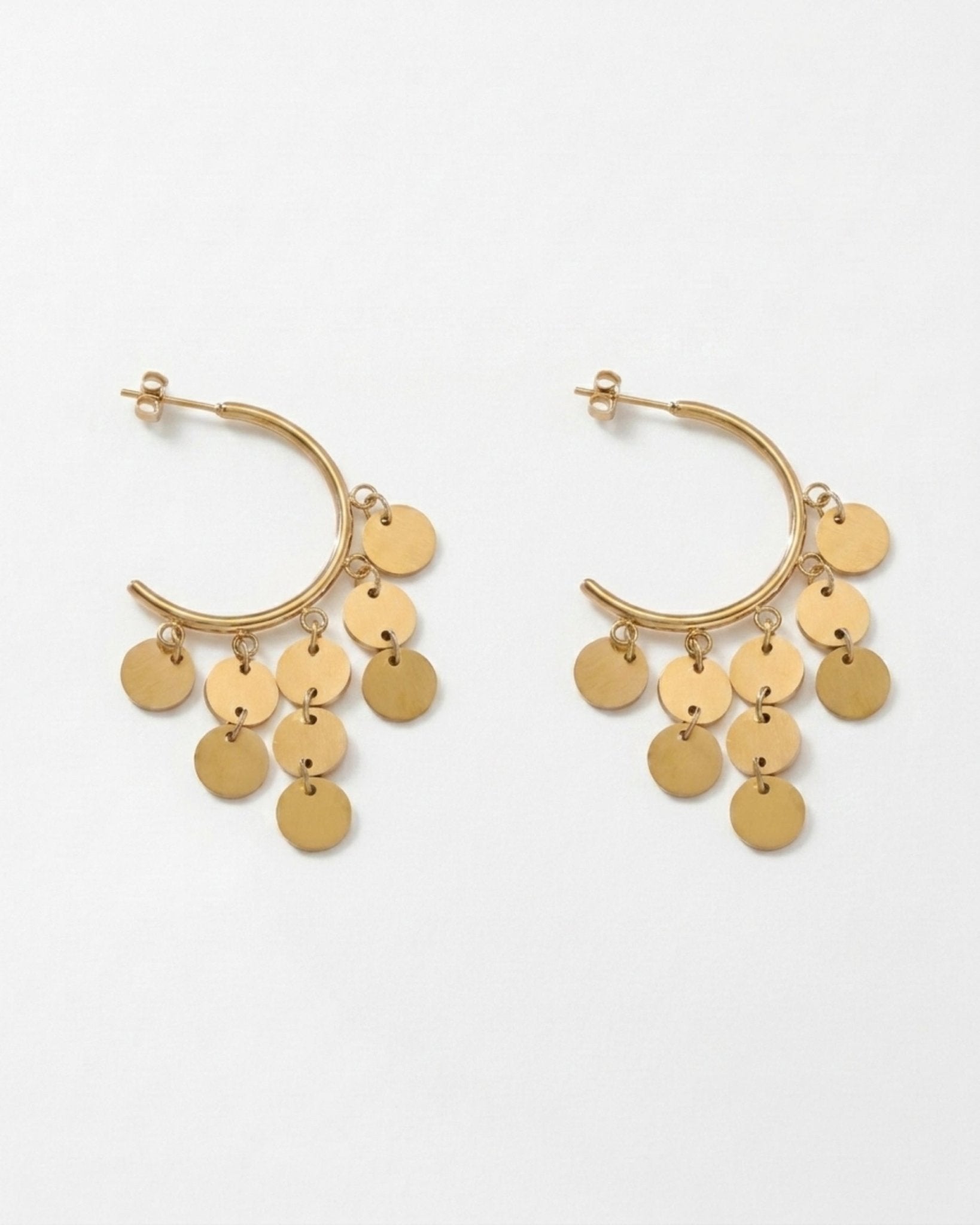 NORA Waterproof 18K Gold Plated Statement Hoops – Brushed Stainless Steel - DANSK Copenhagen