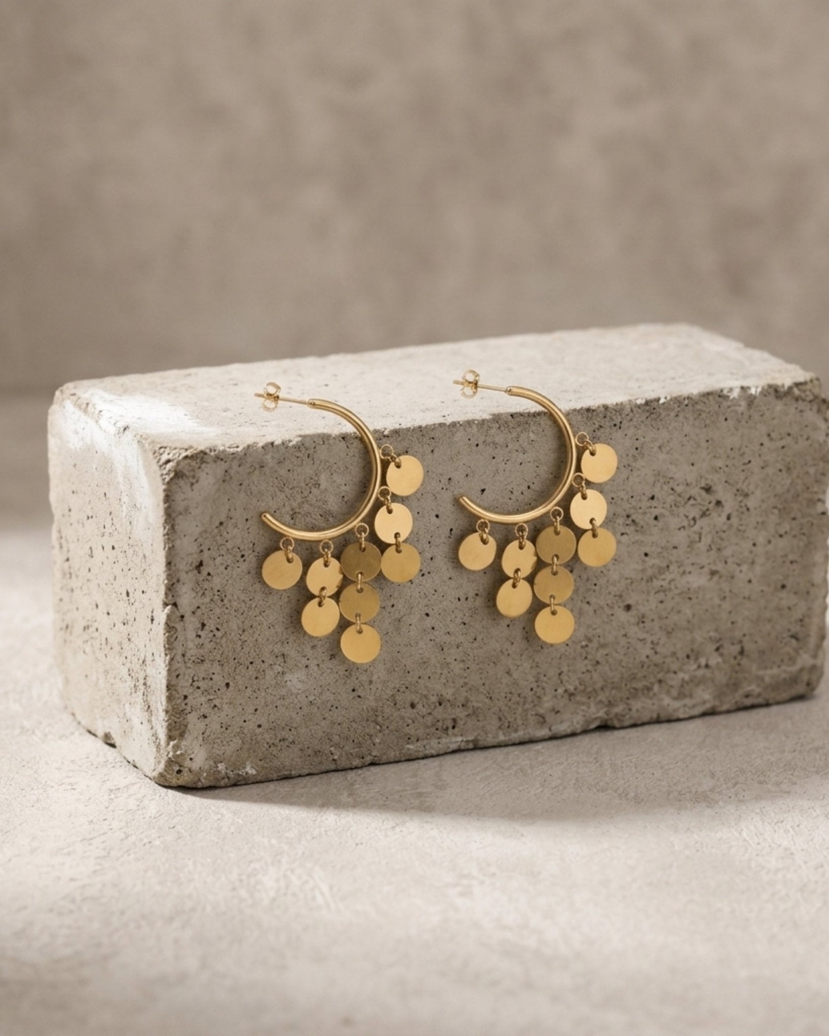 NORA Waterproof 18K Gold Plated Statement Hoops – Brushed Stainless Steel - DANSK Copenhagen