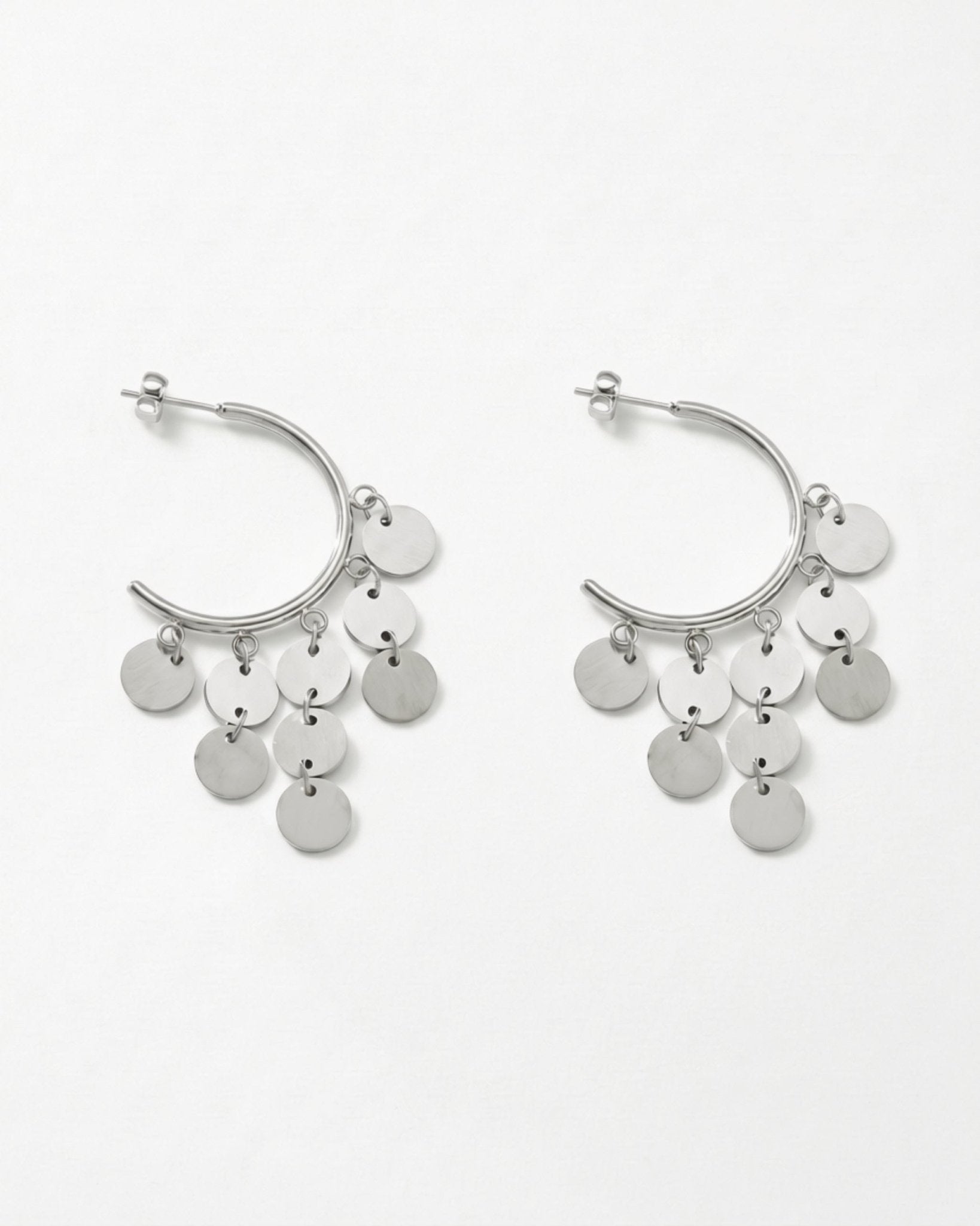 NORA Waterproof Silver Stainless Steel Statement Hoops – Brushed Finish - DANSK Copenhagen