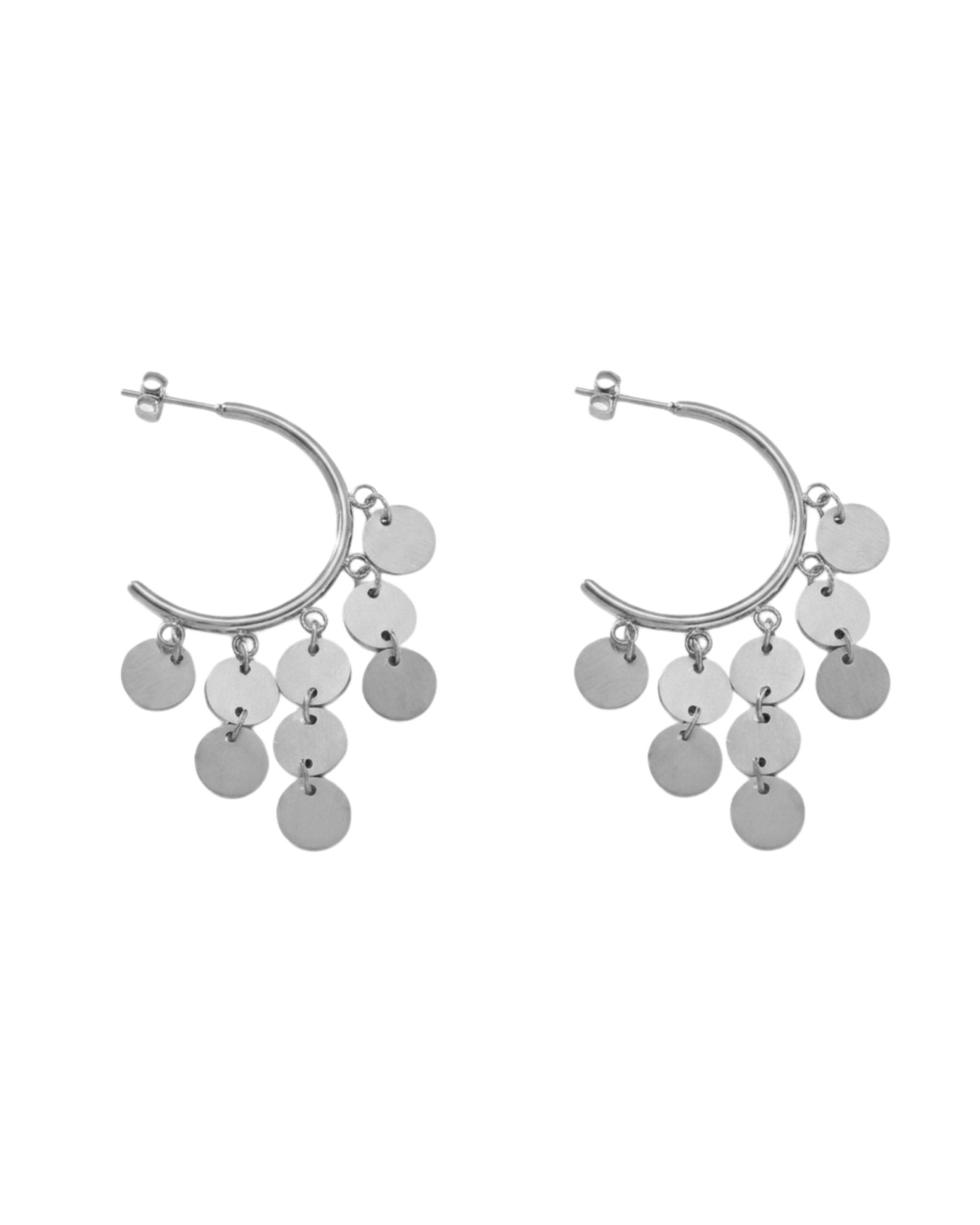 NORA Waterproof Silver Stainless Steel Statement Hoops – Brushed Finish - DANSK Copenhagen
