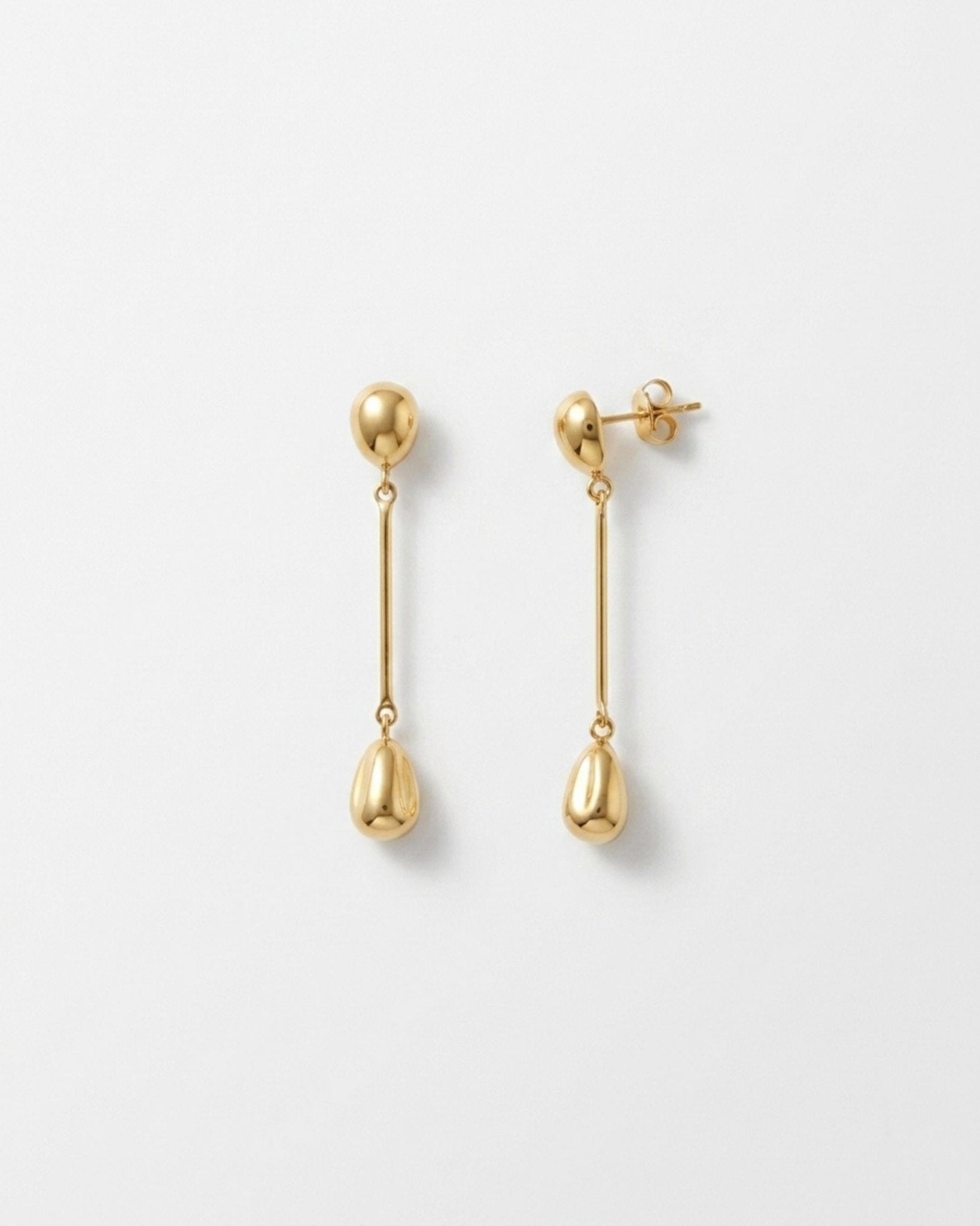 Passion Waterproof Long Smooth Double Drop Earring 18K Gold Plating - DANSK Copenhagen