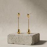 Passion Waterproof Long Smooth Double Drop Earring 18K Gold Plating - DANSK Copenhagen
