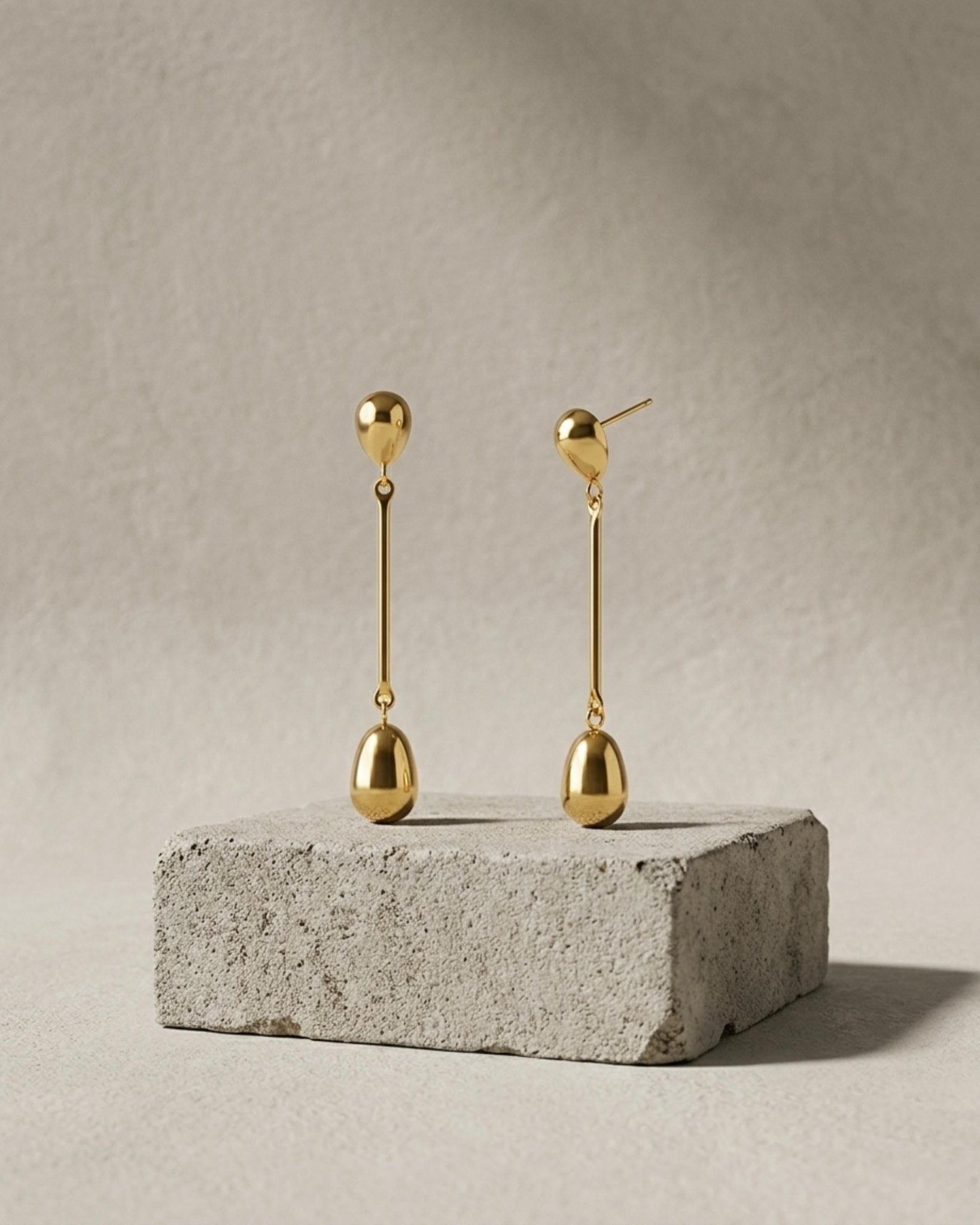 Passion Waterproof Long Smooth Double Drop Earring 18K Gold Plating - DANSK Copenhagen
