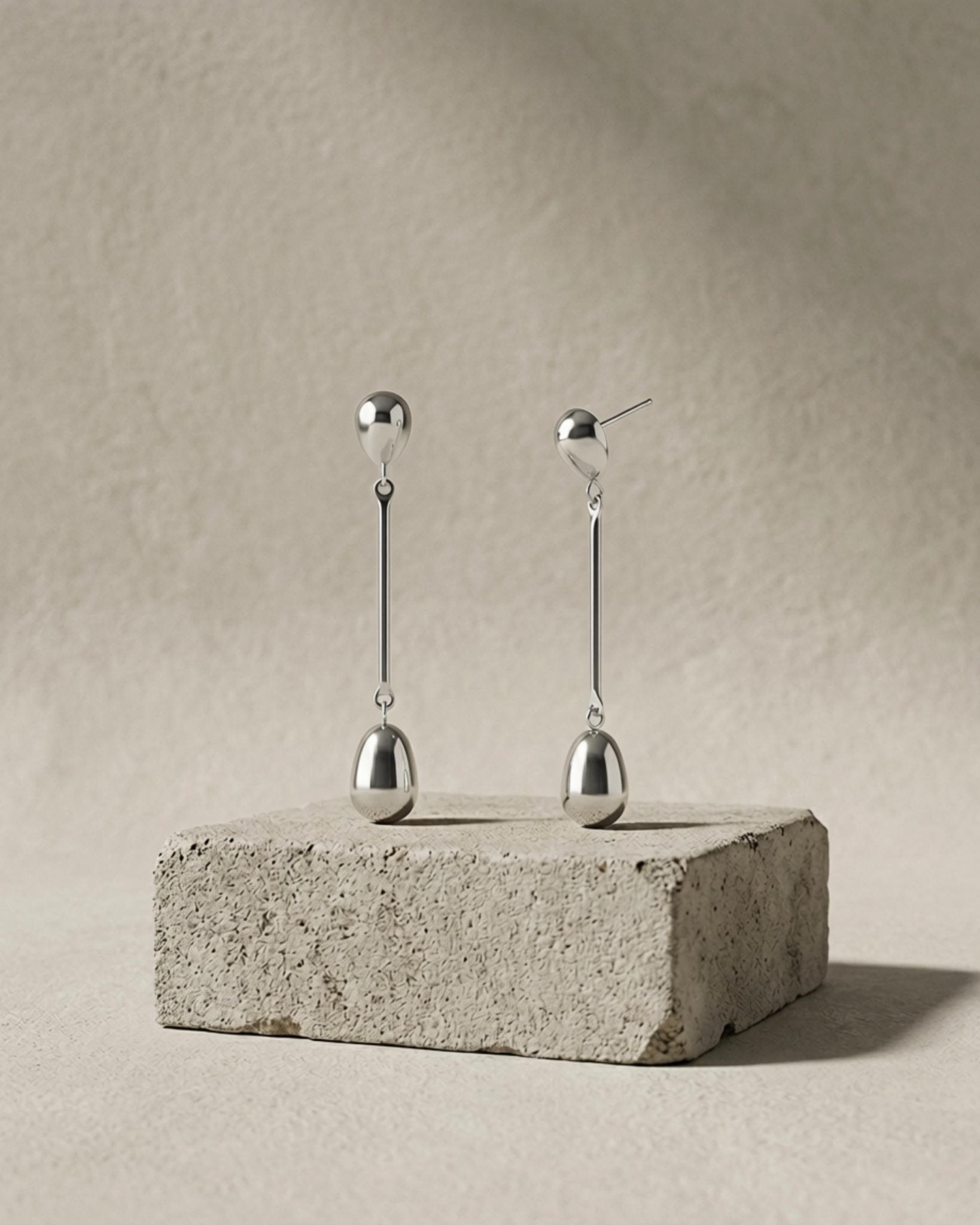 Passion Waterproof Long Smooth Double Drop Earring Silver Plating - DANSK Copenhagen