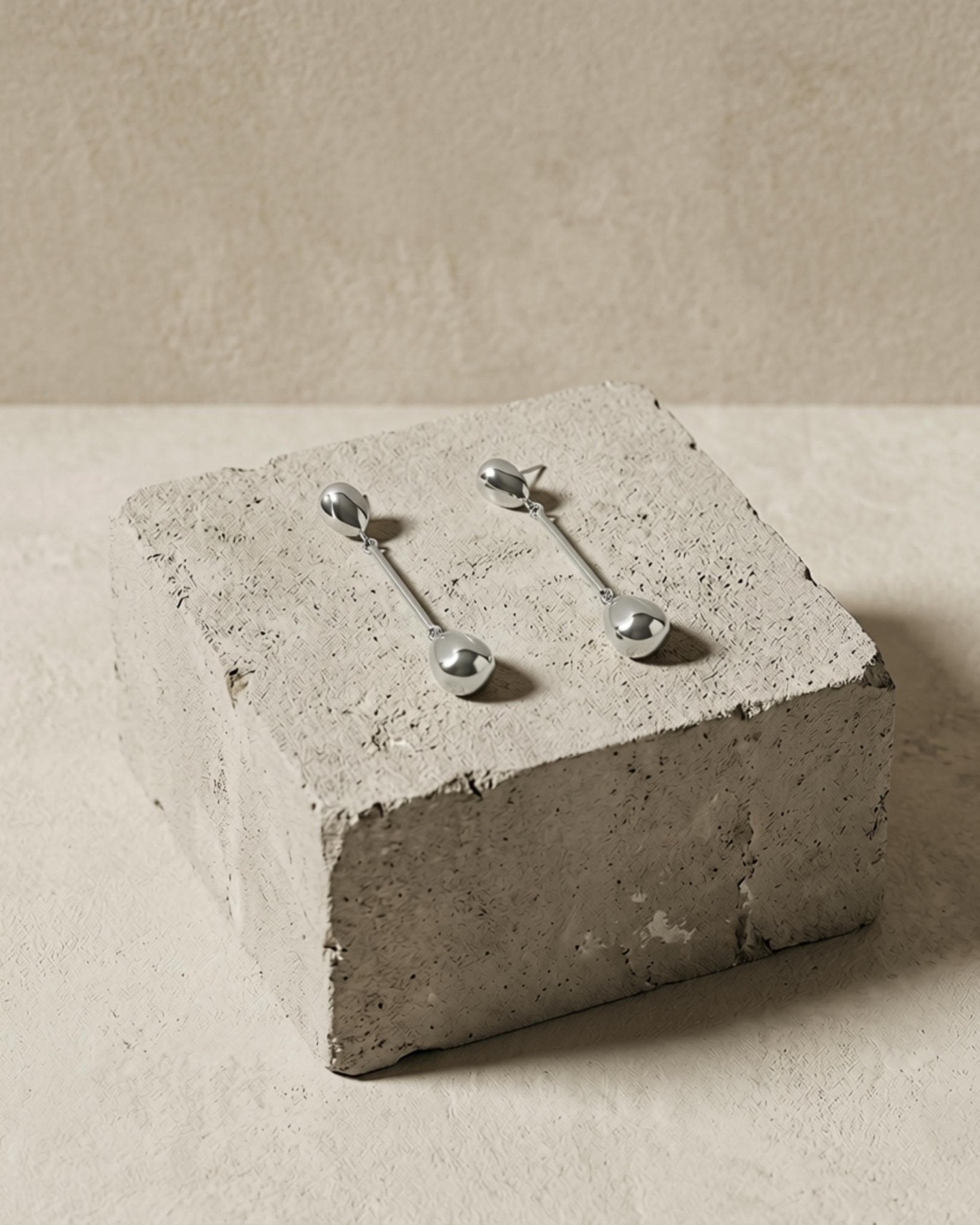 Passion Waterproof Long Smooth Double Drop Earring Silver Plating - DANSK Copenhagen