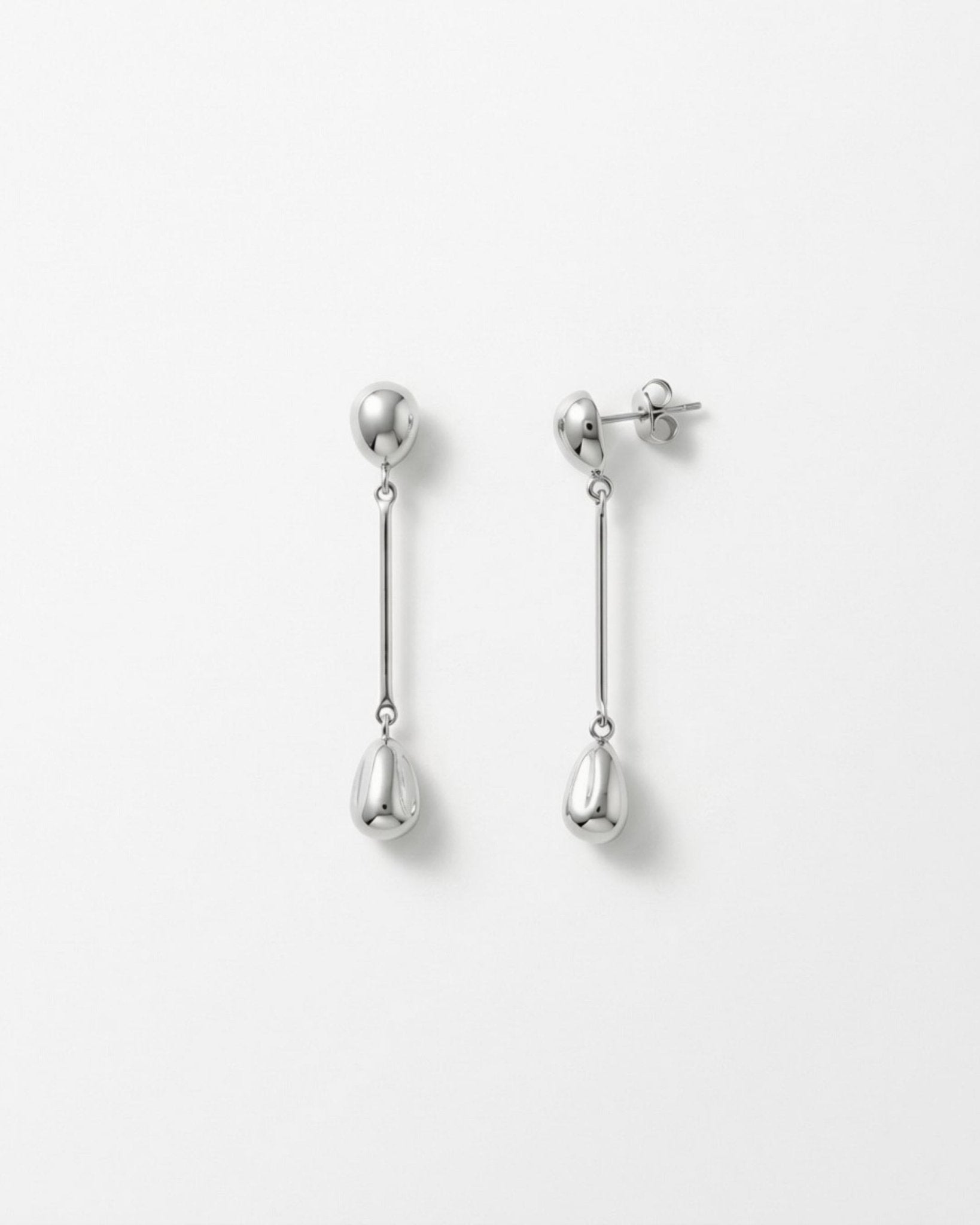 Passion Waterproof Long Smooth Double Drop Earring Silver Plating - DANSK Copenhagen