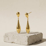 Passion Waterproof Smooth Double Drop Earring 18K Gold Plating - DANSK Copenhagen