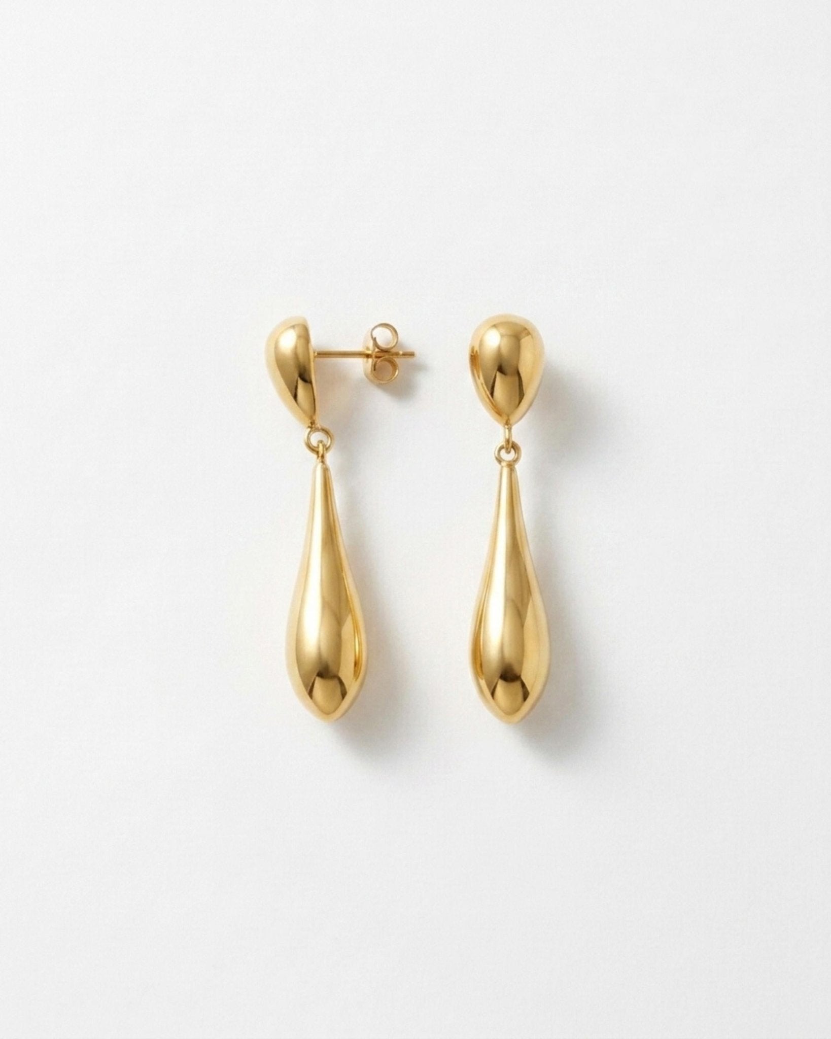 Passion Waterproof Smooth Double Drop Earring 18K Gold Plating - DANSK Copenhagen