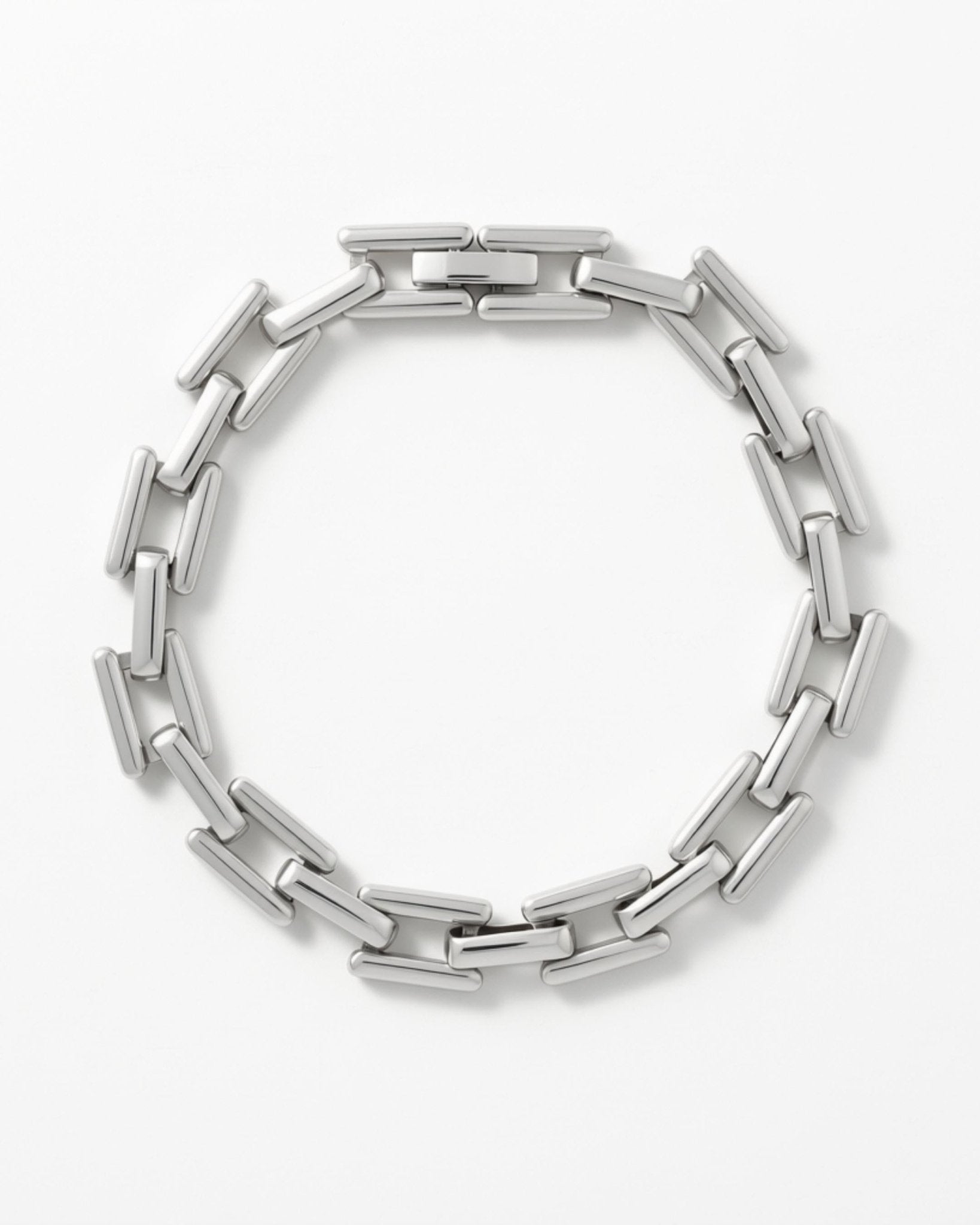 Passion Waterproof Square Link Bracelet Silver Plating