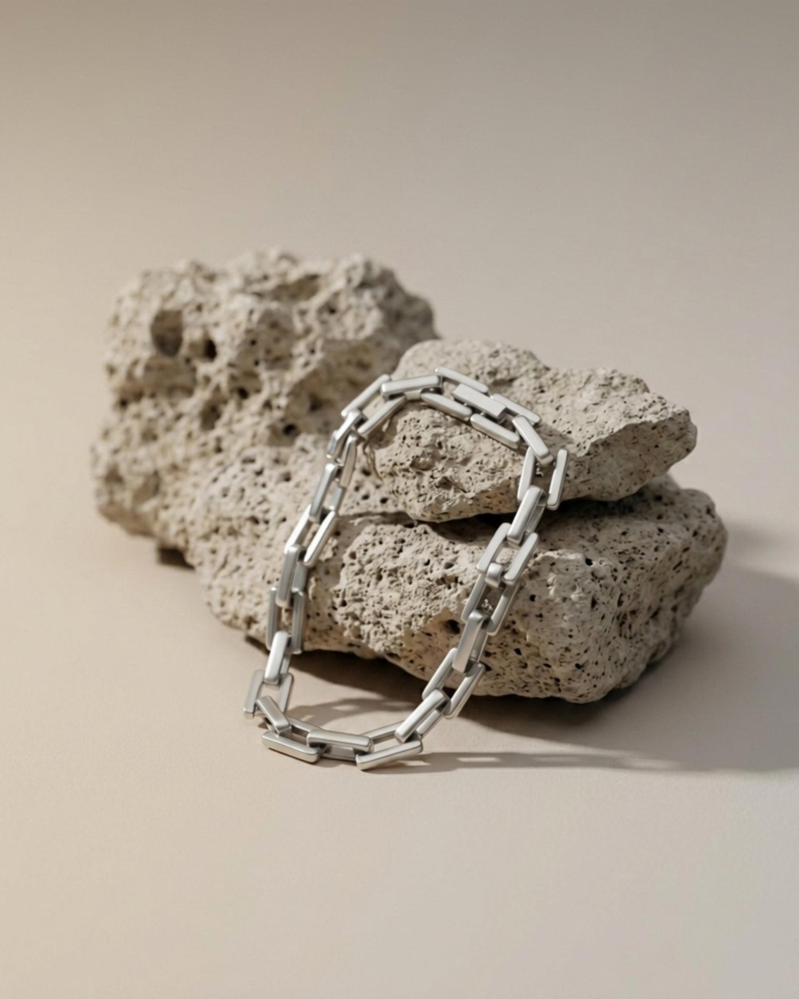 Passion Waterproof Square Link Bracelet Silver Plating