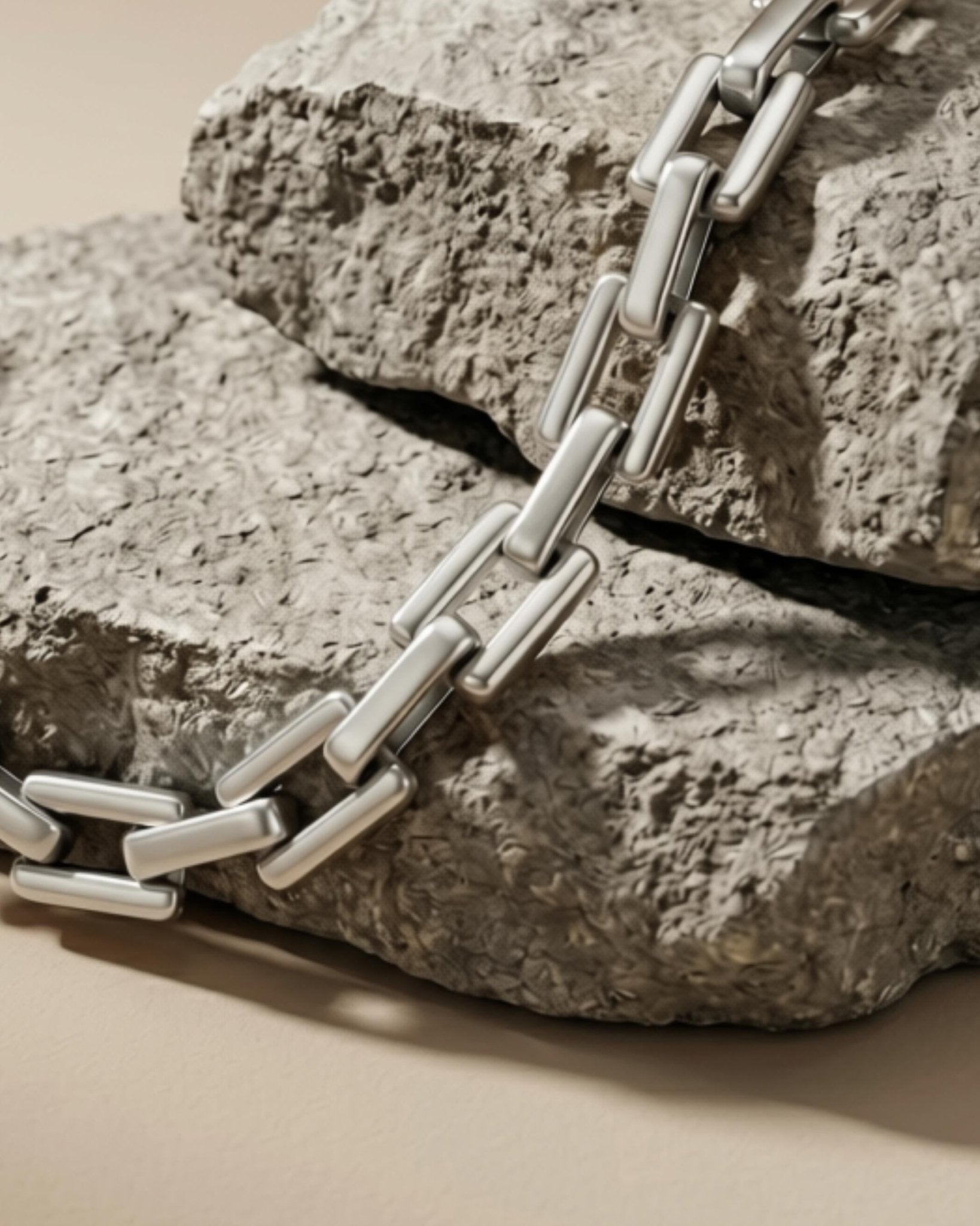 Passion Waterproof Square Link Bracelet Silver Plating