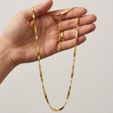 Passion Waterproof Twisted 2mm Small Herringbone Necklace 18K Gold Plating - DANSK Copenhagen