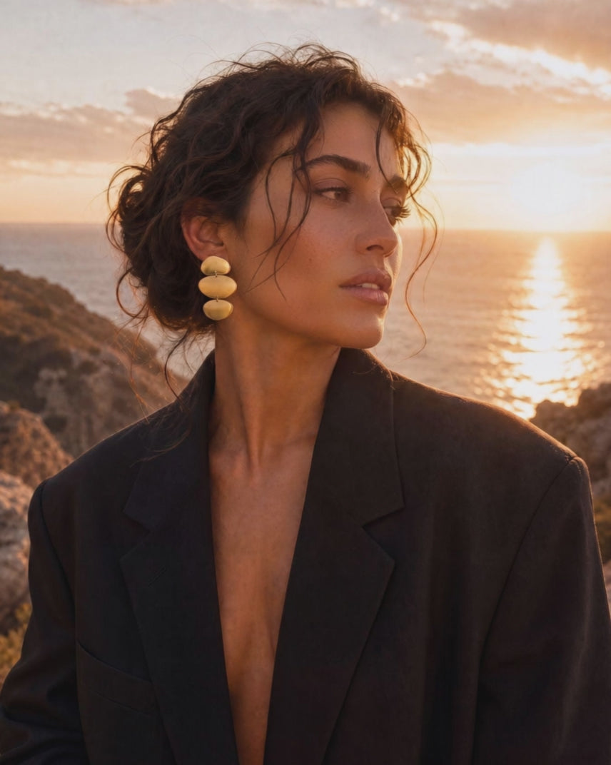 Video for KLARA Waterproof 18K Gold Plated Statement Earrings - Brushed Stainless Steel