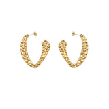 RAGNA Waterproof 18K Gold Plated Hoop - Hammered Stainless Steel - DANSK Copenhagen